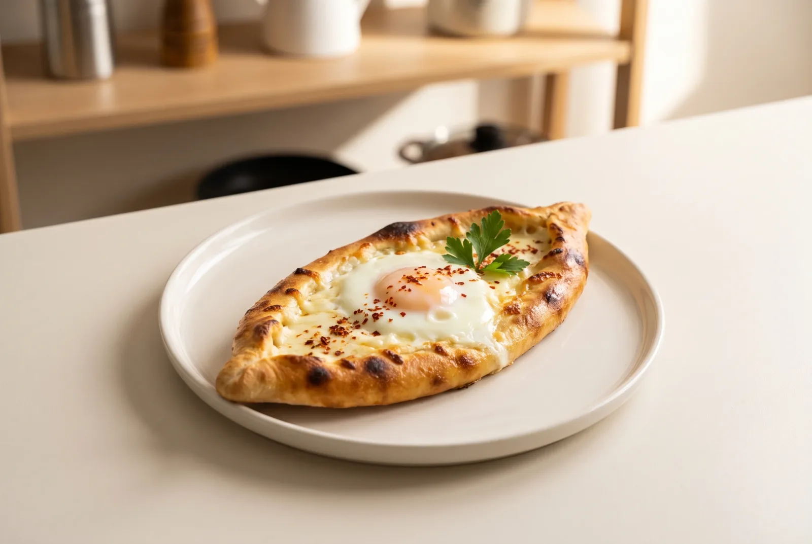 Yumurtalı Pide — Keto flatbread with an almond-flour base and egg topping
