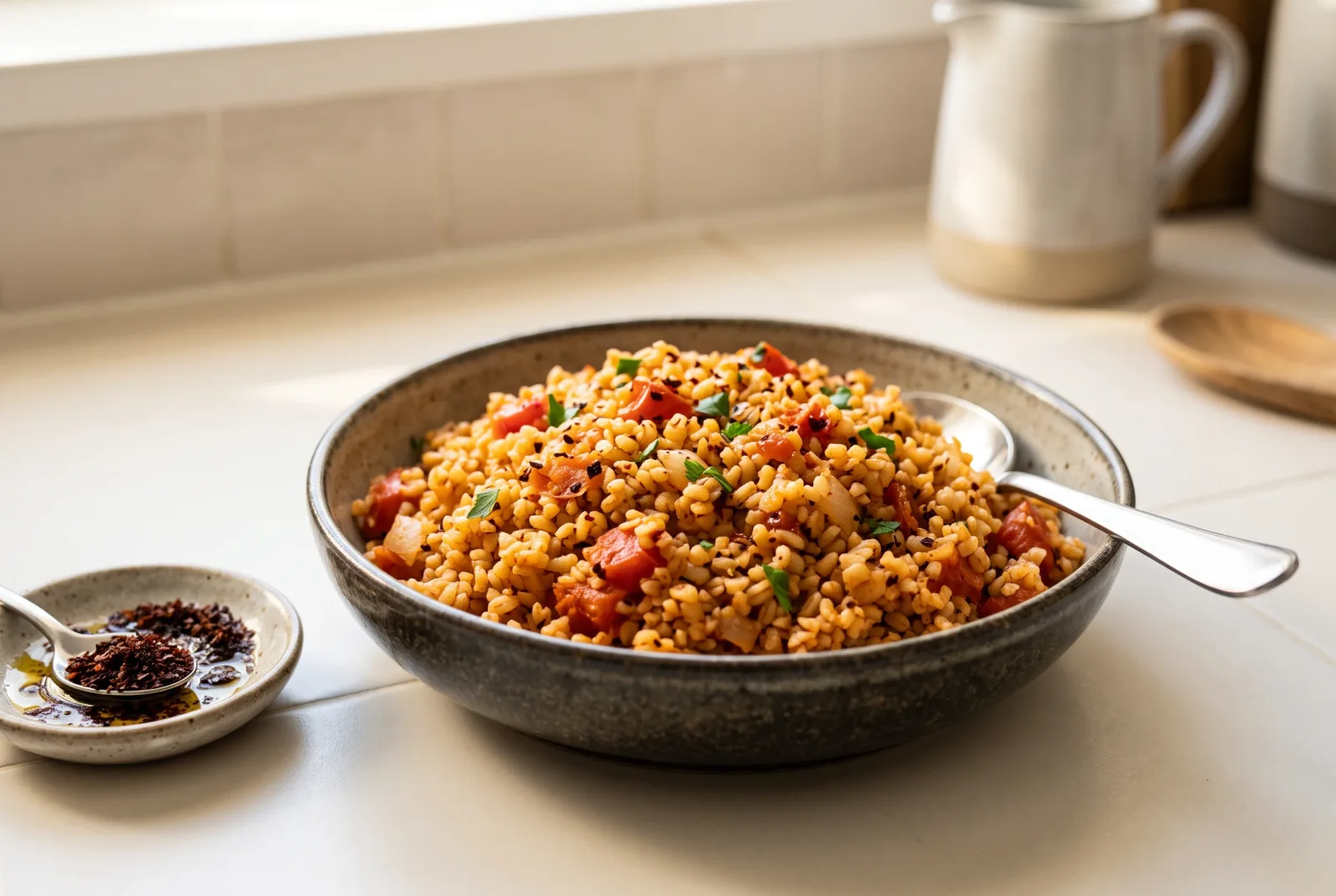 İsot Biberli Bulgur Pilavı — Sanliurfa-style spicy bulgur pilaf