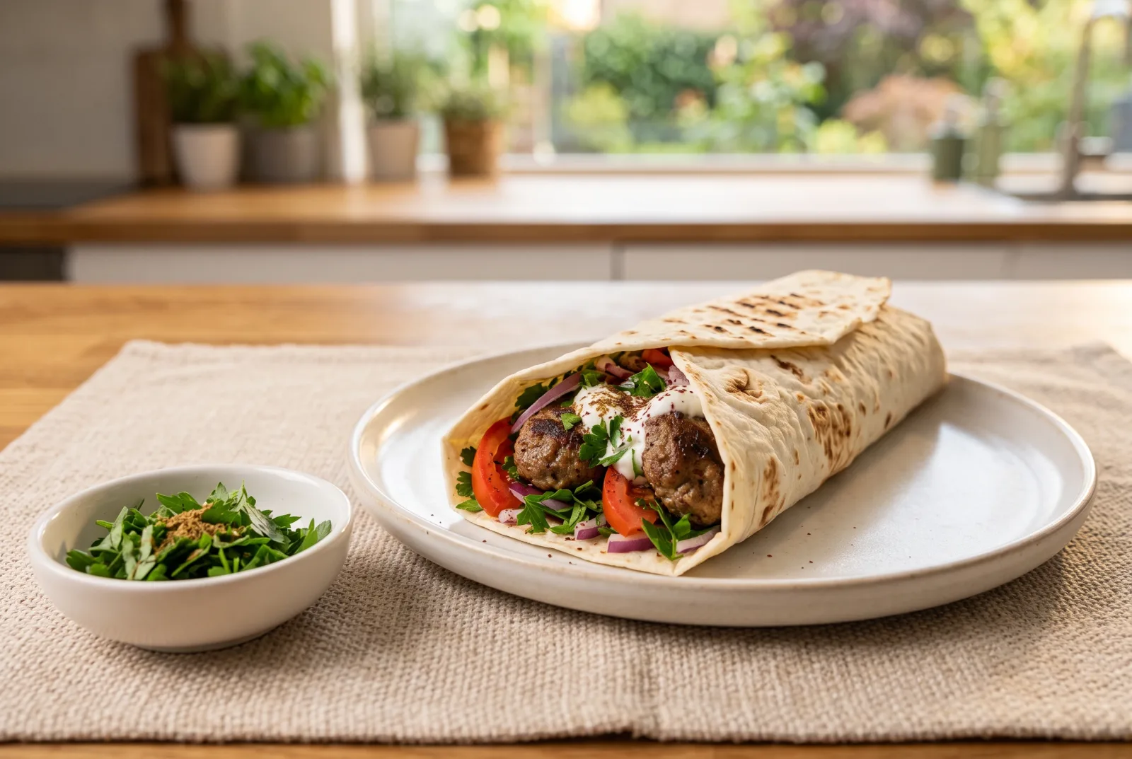 Kofta Wrap | Sumac-Spiced Grilled Meatballs in Lavash