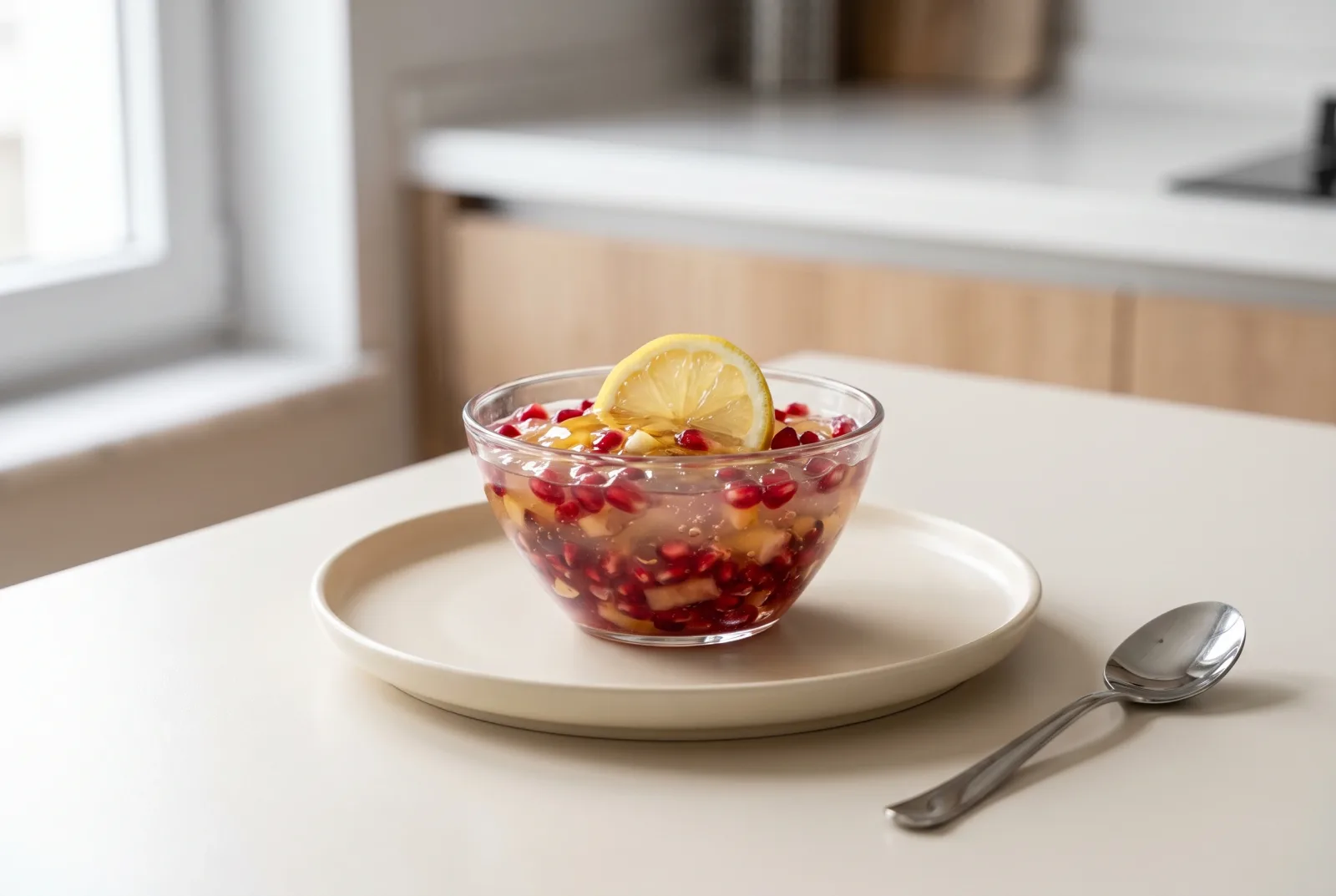Pomegranate Fruit Jelly | Two-Layer Chilled Dessert in a Glass Jar