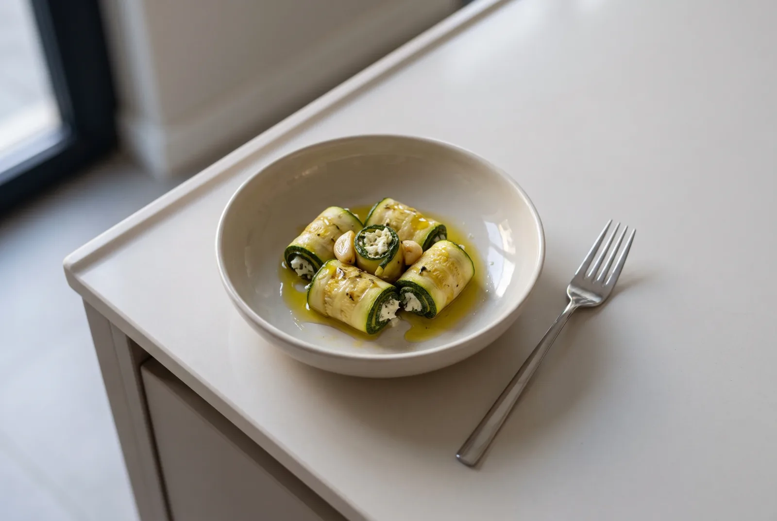 Olive Oil Zucchini Rolls | Cold Meze Filled with Cheese