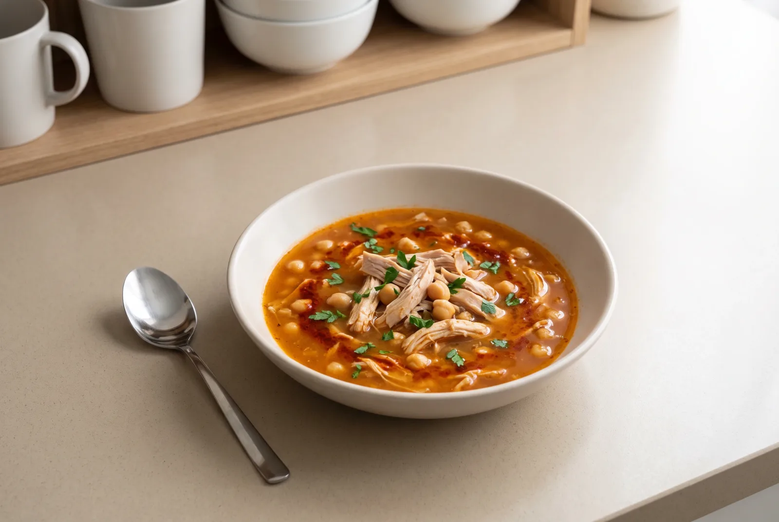 Moroccan harissa chicken soup — pressure-cooked with ras el hanout