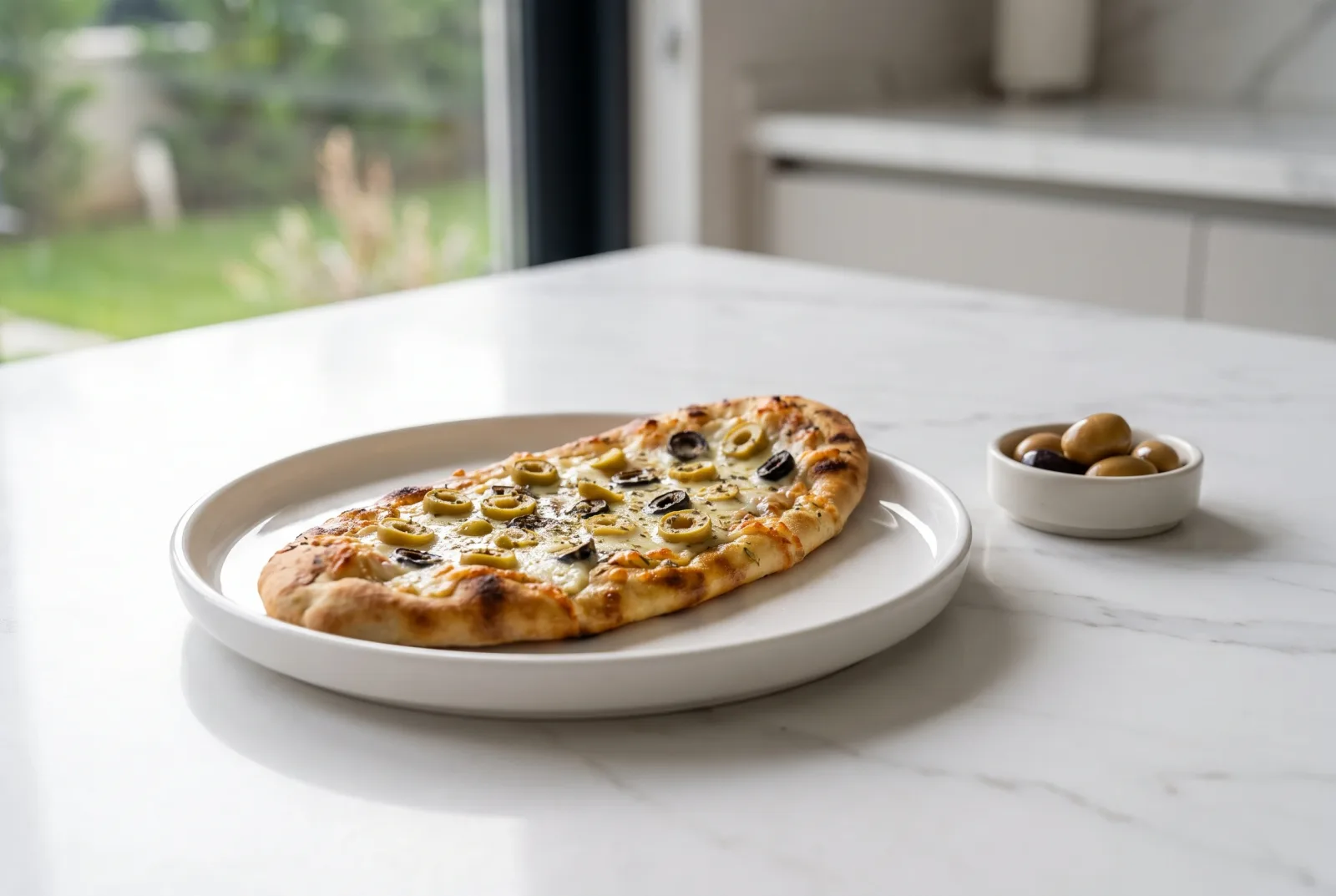 Grilled Olive and Kashar Cheese Flatbread — A Quick Picnic Snack