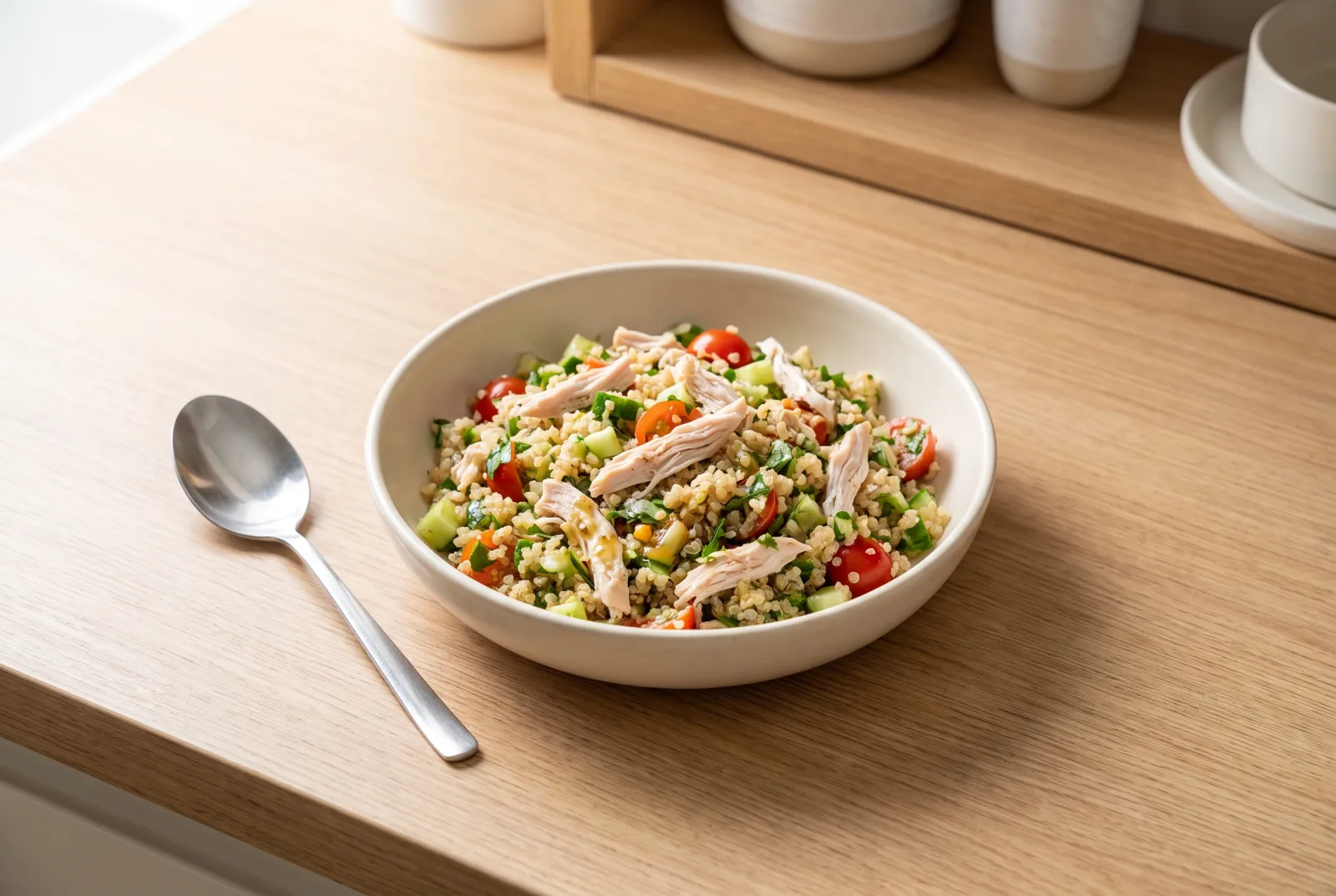 Chicken Quinoa Salad with Apple and Walnuts | No-Cook Brunch Salad