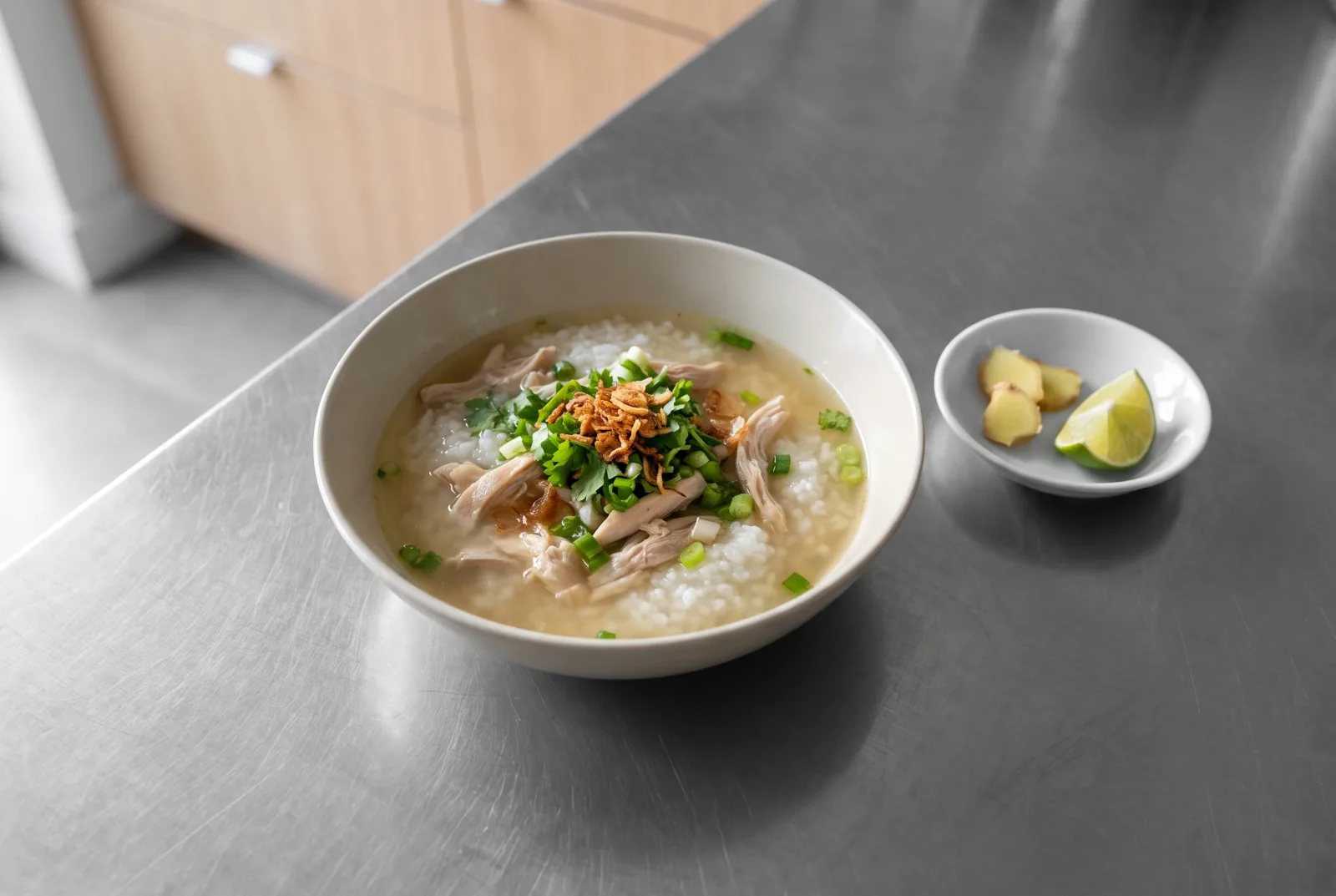 Vietnamese Chicken and Rice Porridge with Ginger