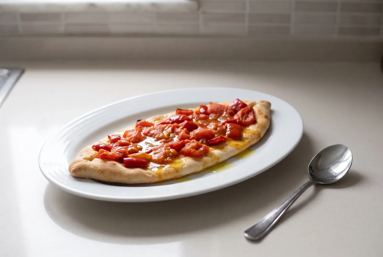 Olive Oil Pide with Tomato and Pepper | No-Oven Pide in a Pressure Cooker