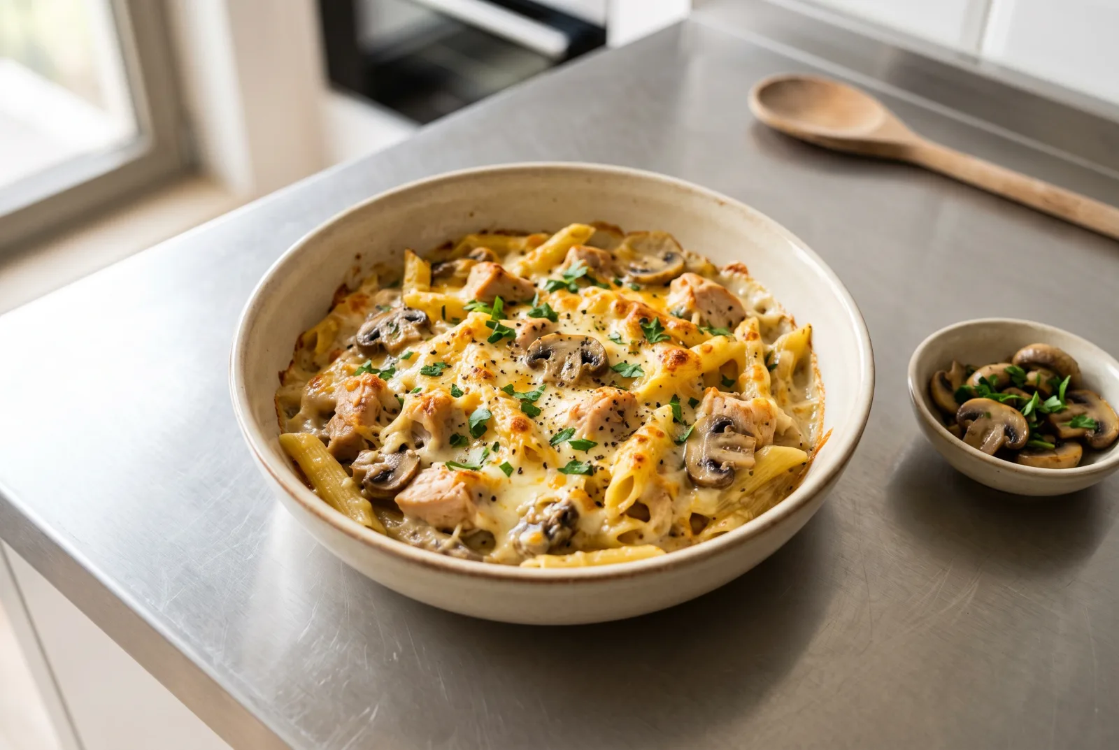 Australian-Style Creamy Chicken and Mushroom Pasta Bake