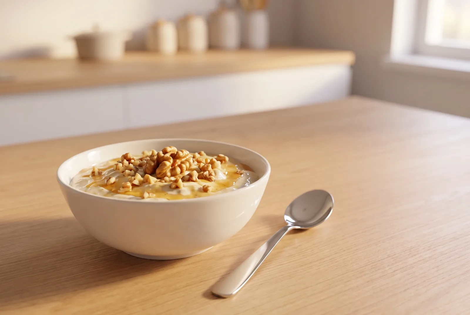 Armenian Madzoon Dessert | Strained Yogurt with Honey and Walnuts