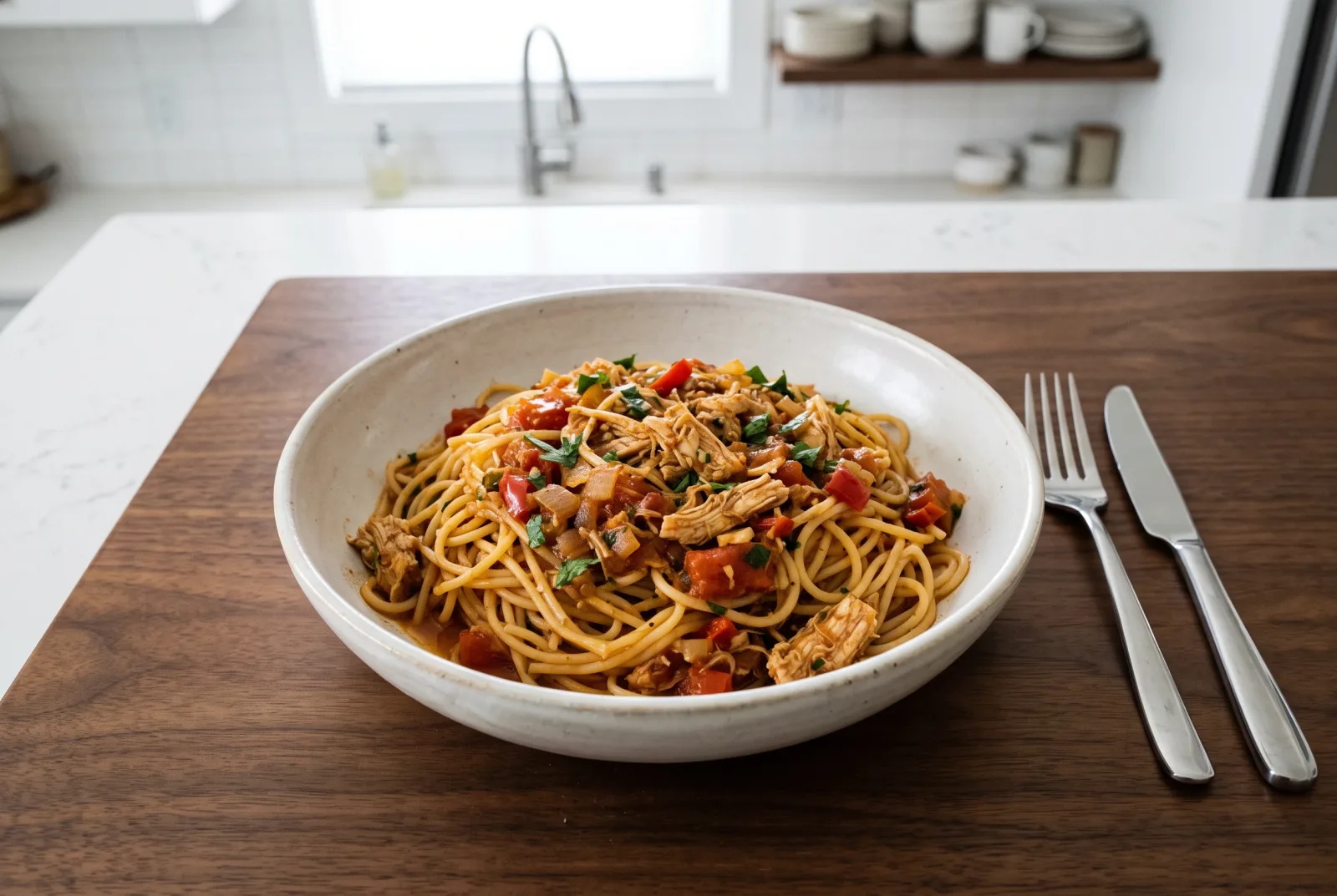 Espagueti con Pollo Guisado | Colombian Chicken Stew Spaghetti