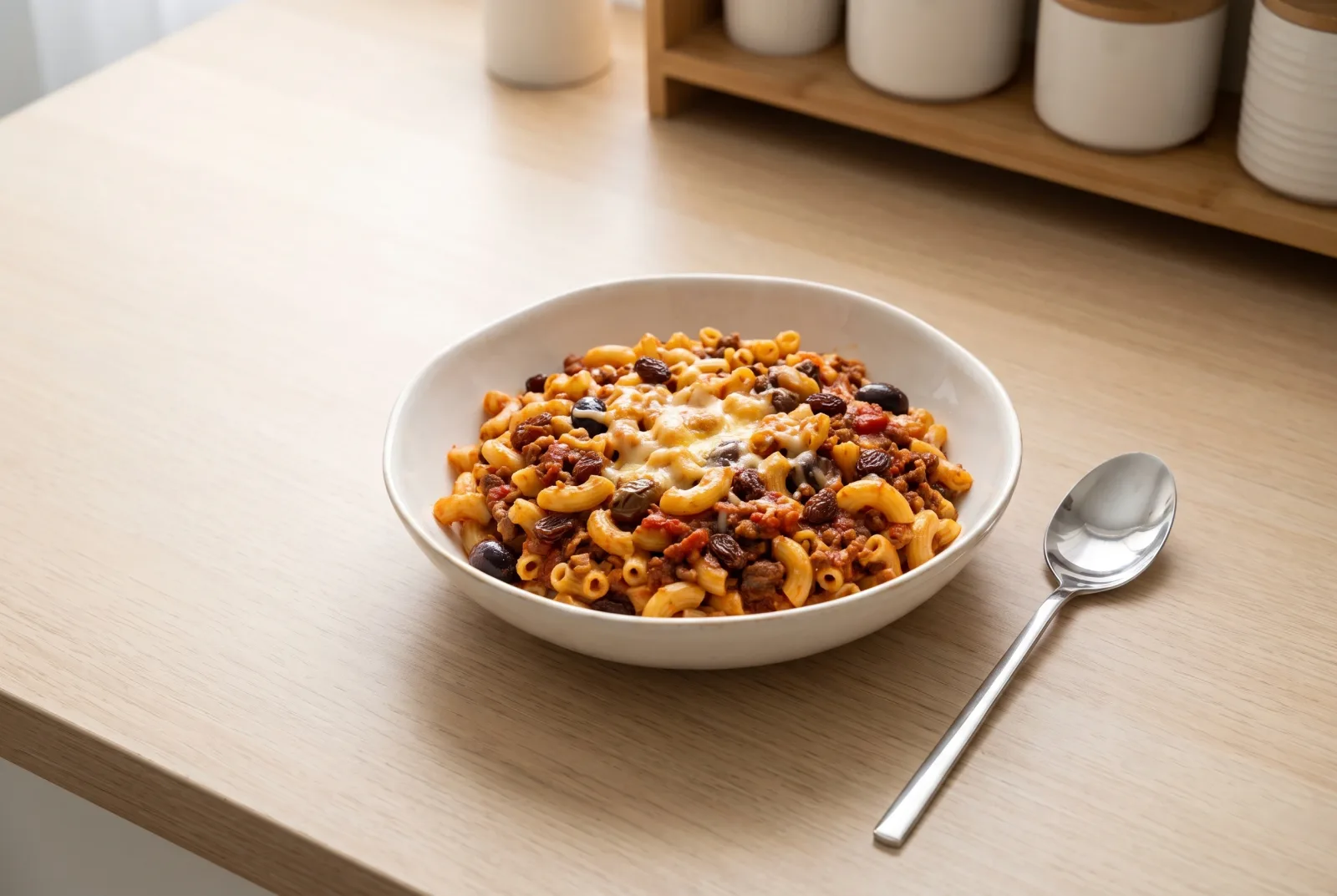 Cuban Picadillo Beef and Olive Pasta Casserole | Baked with Cilantro