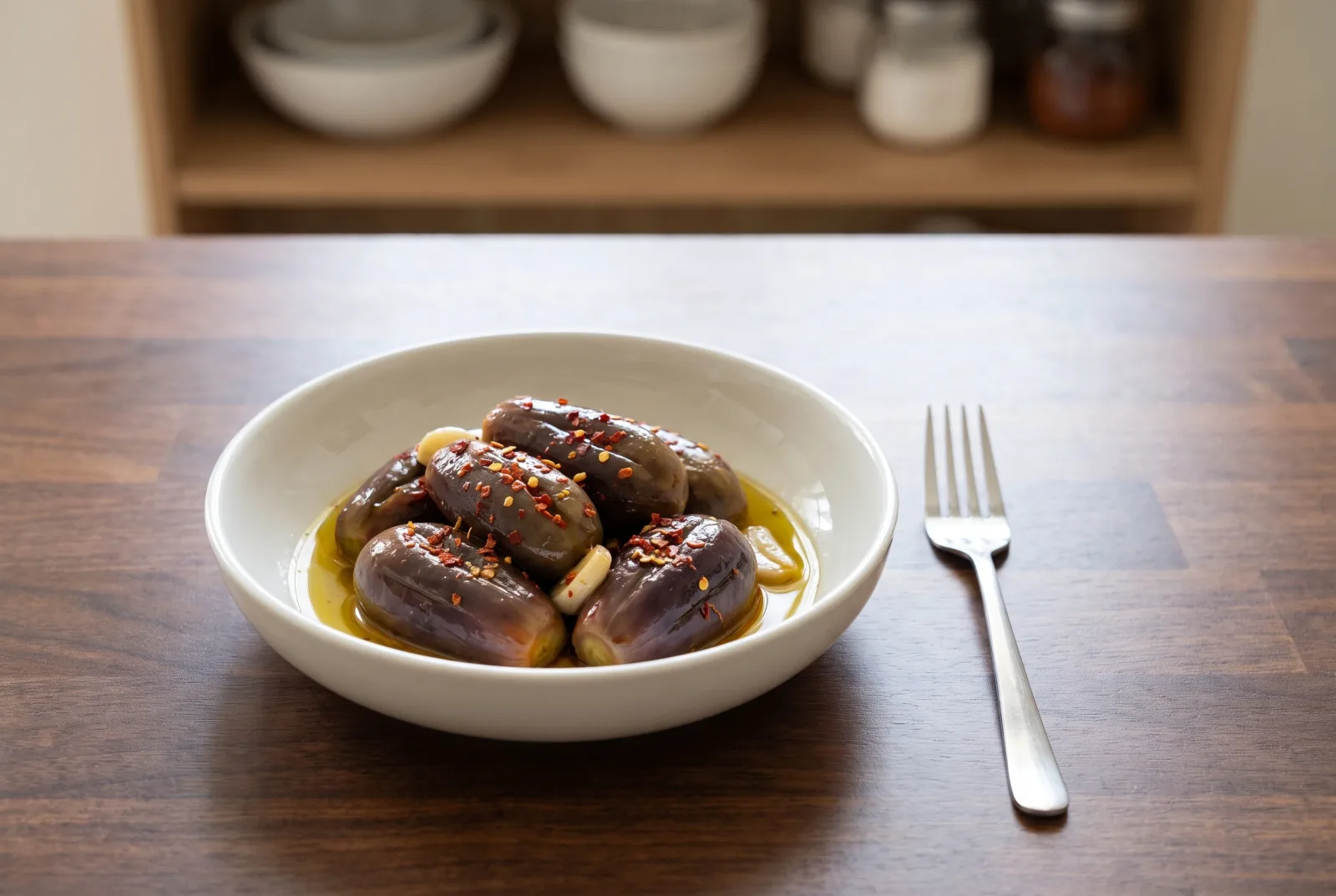 Makdous — Syrian walnut-stuffed eggplant pickles