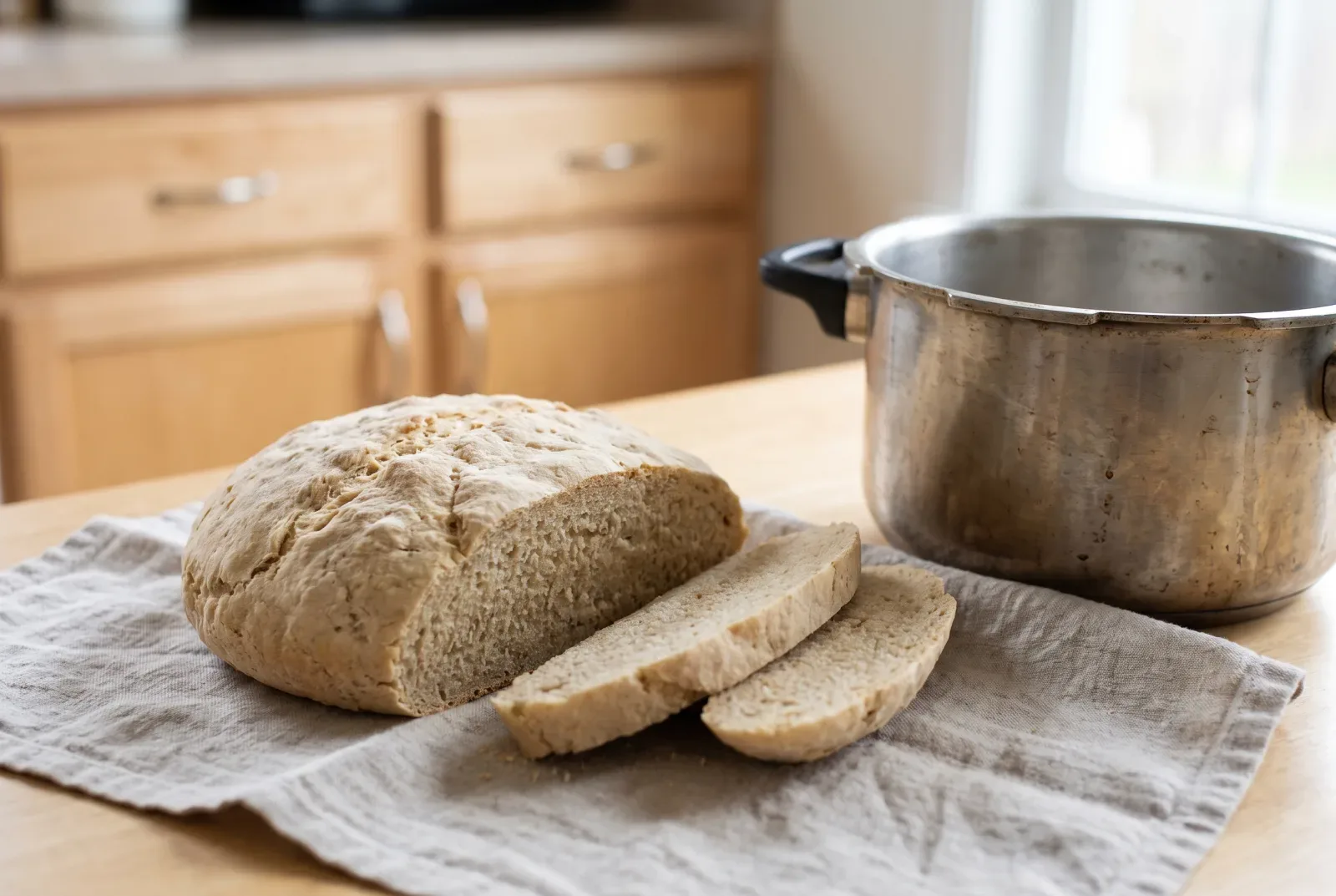 Chickpea Flour Bread in a Pressure Cooker | No-Oven Stovetop Loaf