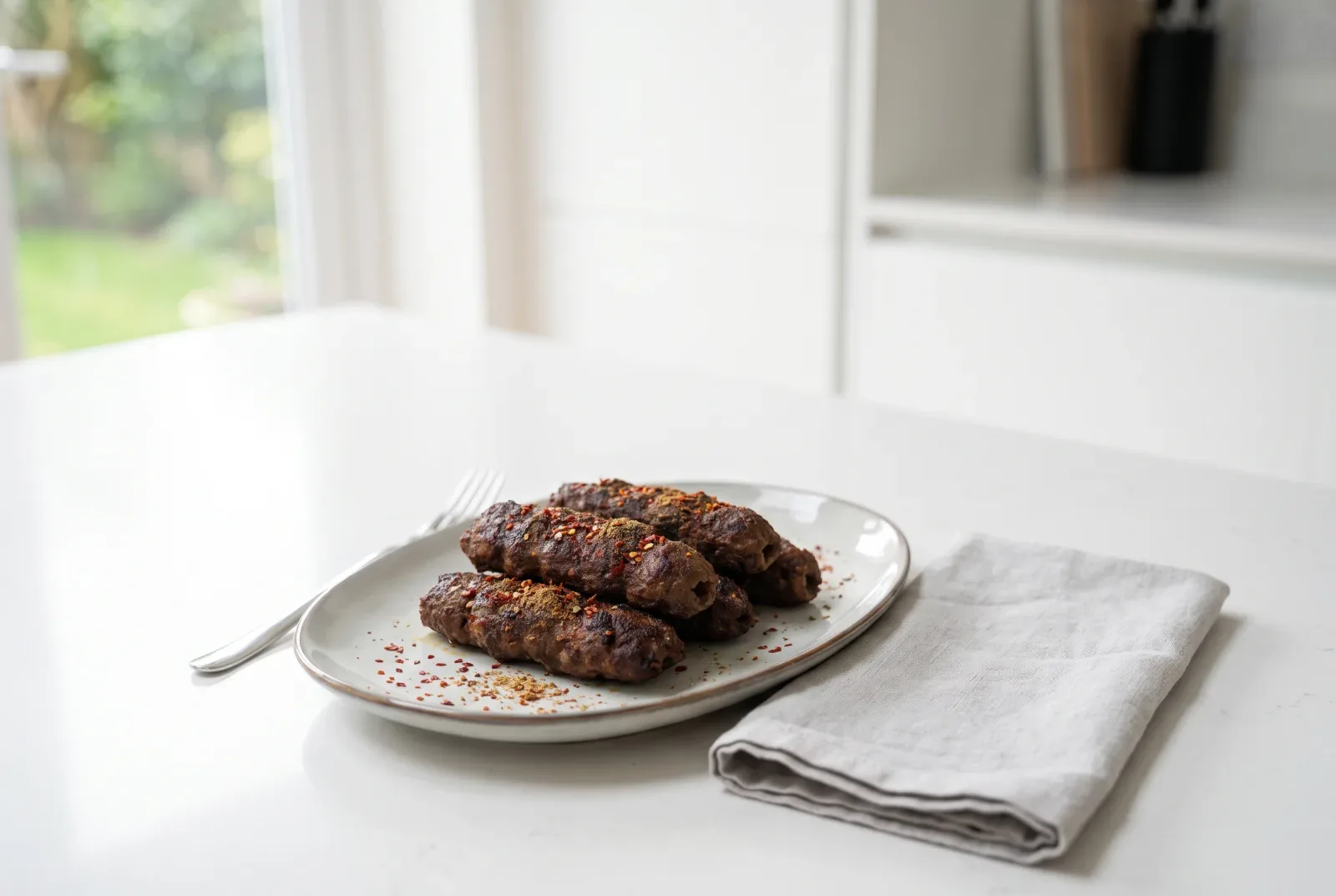 Iraqi-style air fryer ground beef kebabs — Spiced skewers