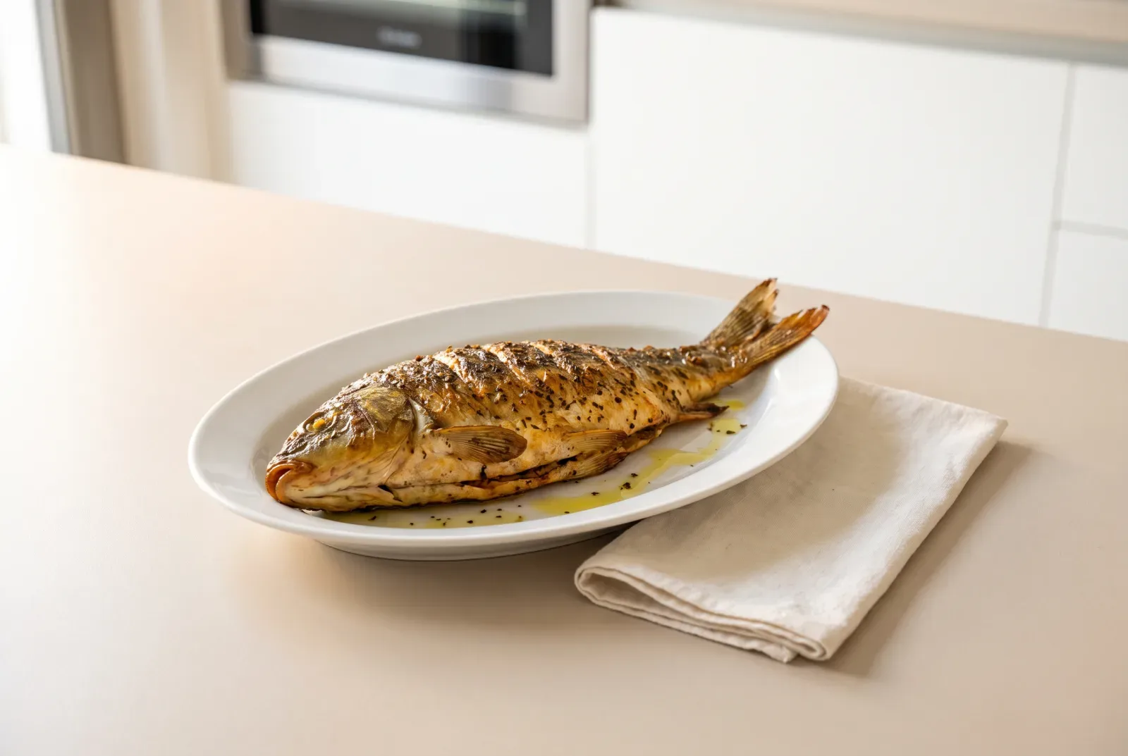 Air-fryer masguf carp — Quick Iraqi-style fish with pomegranate molasses and an oven option
