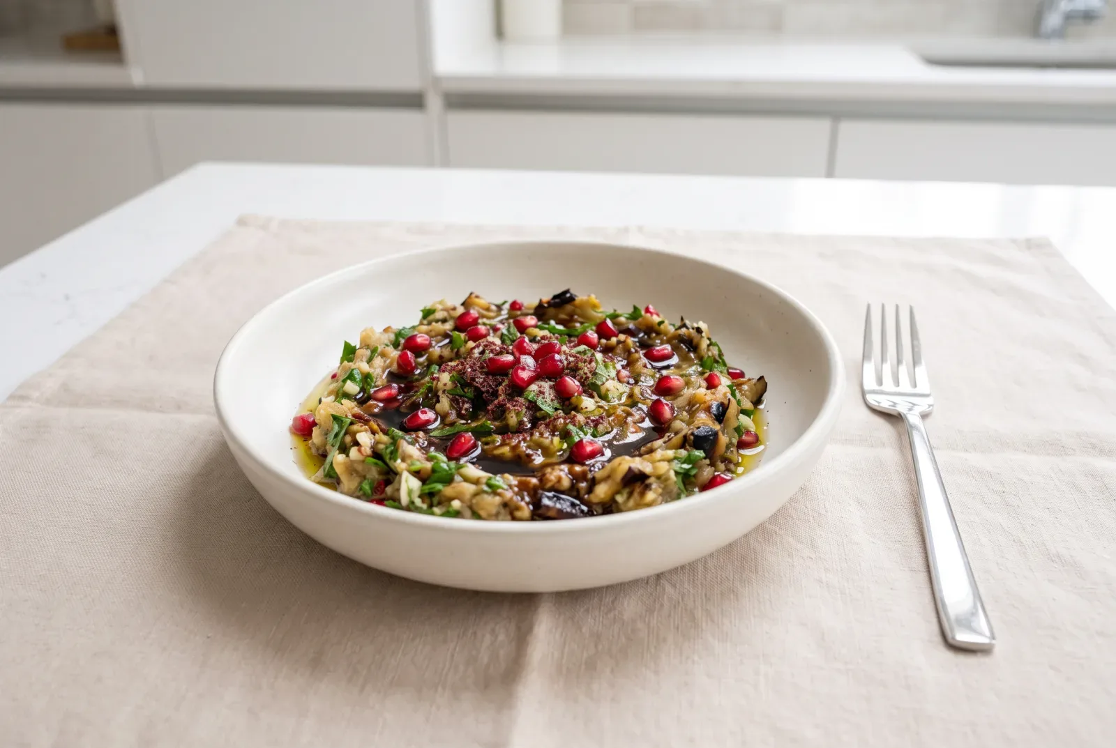 Iraqi-Style Grilled Eggplant and Pomegranate Molasses Dip | Walnut Low-Carb Appetizer