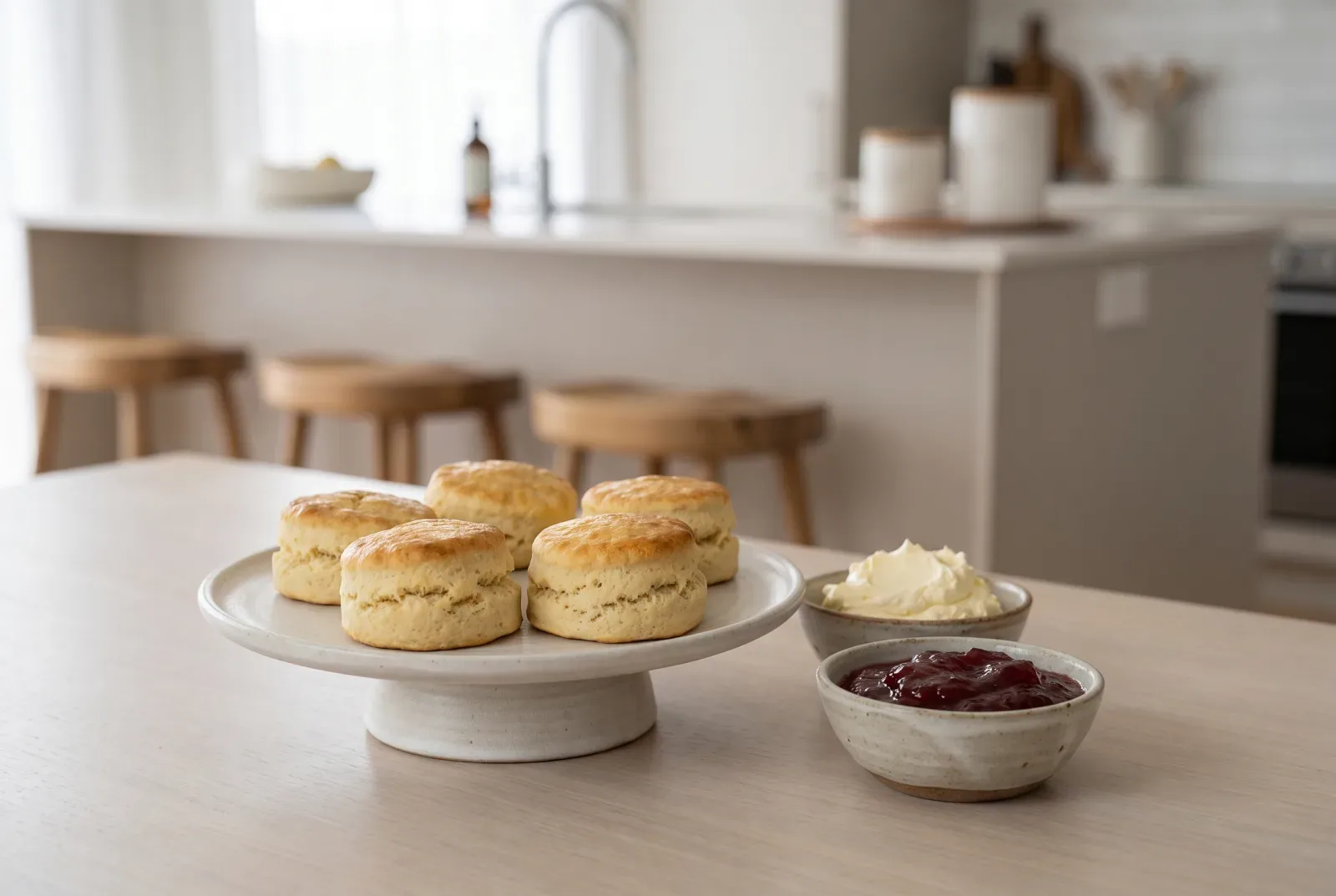 Scones | English-Style Cream and Strawberry Jam Tea Cakes