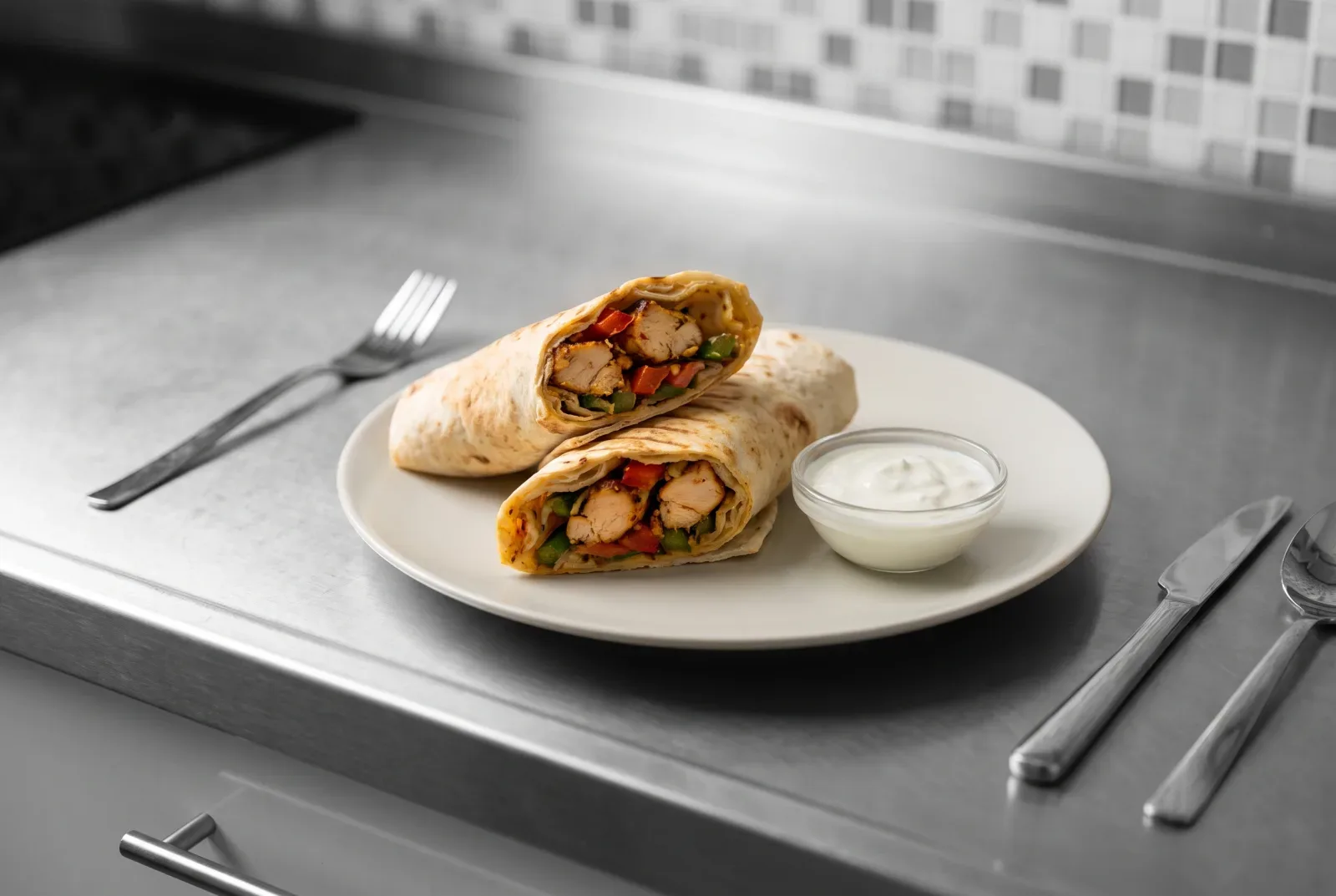 Jordanian Grilled Chicken Skewers in a Whole-Grain Lavash Wrap
