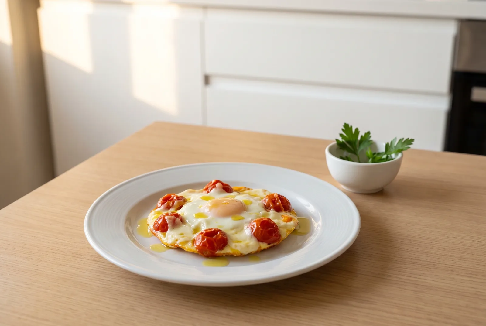 Air-Fryer Baked Eggs with Tomato and Cheese | Single-Serve Heart-Friendly Breakfast