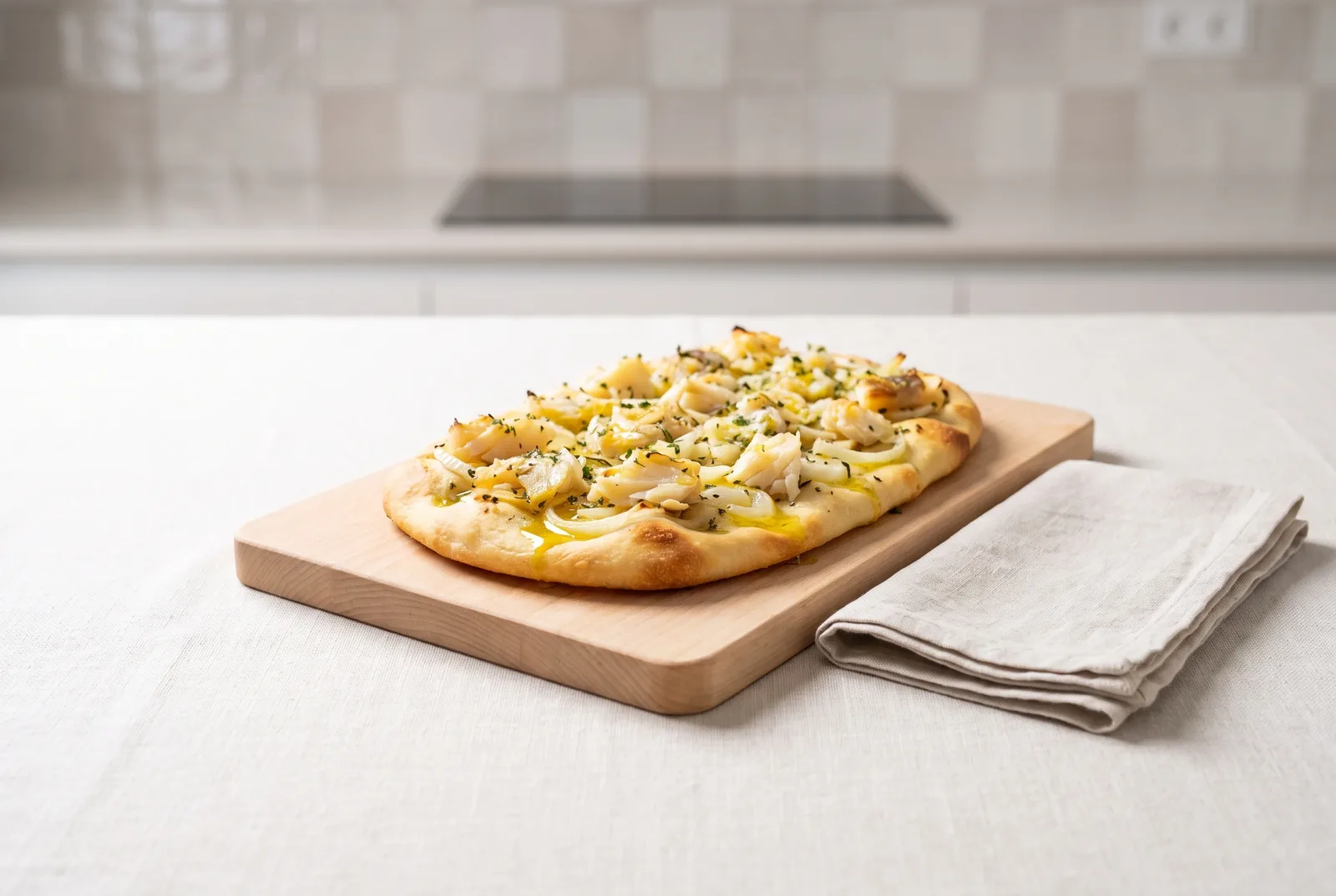 Portuguese-style salt cod flatbread — With piri piri sauce