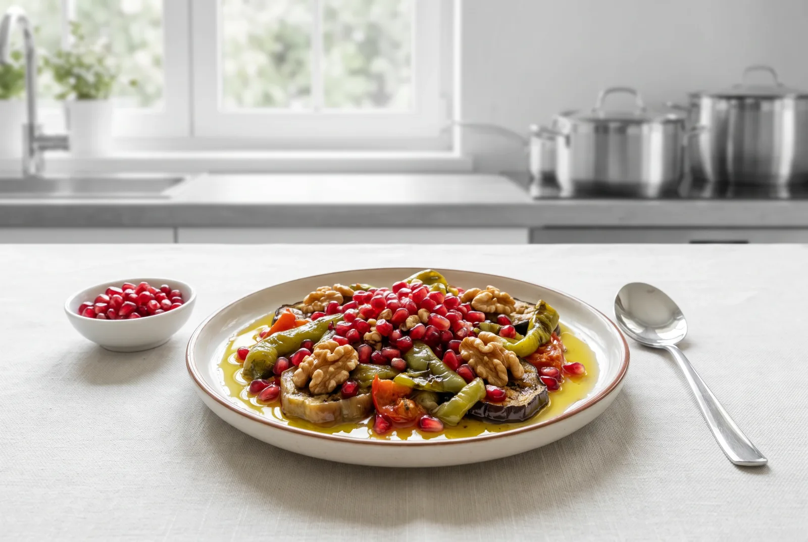 Pomegranate Molasses and Olive Oil Sauce | No-Cook Walnut Kebab Sauce
