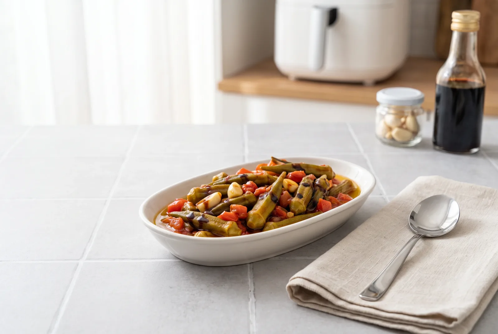 Syrian-Style Okra with Pomegranate Molasses | Olive Oil Dish Served Cold