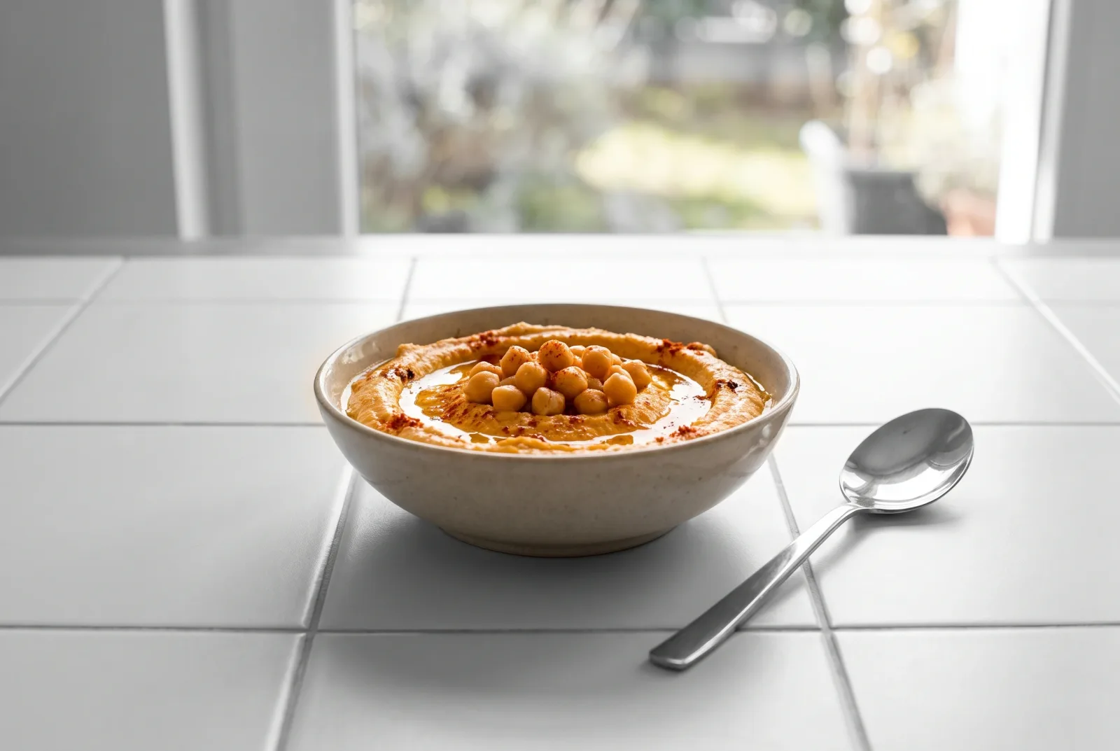 Spicy Iraqi-Style Hummus | Served with Red Pepper Sauce