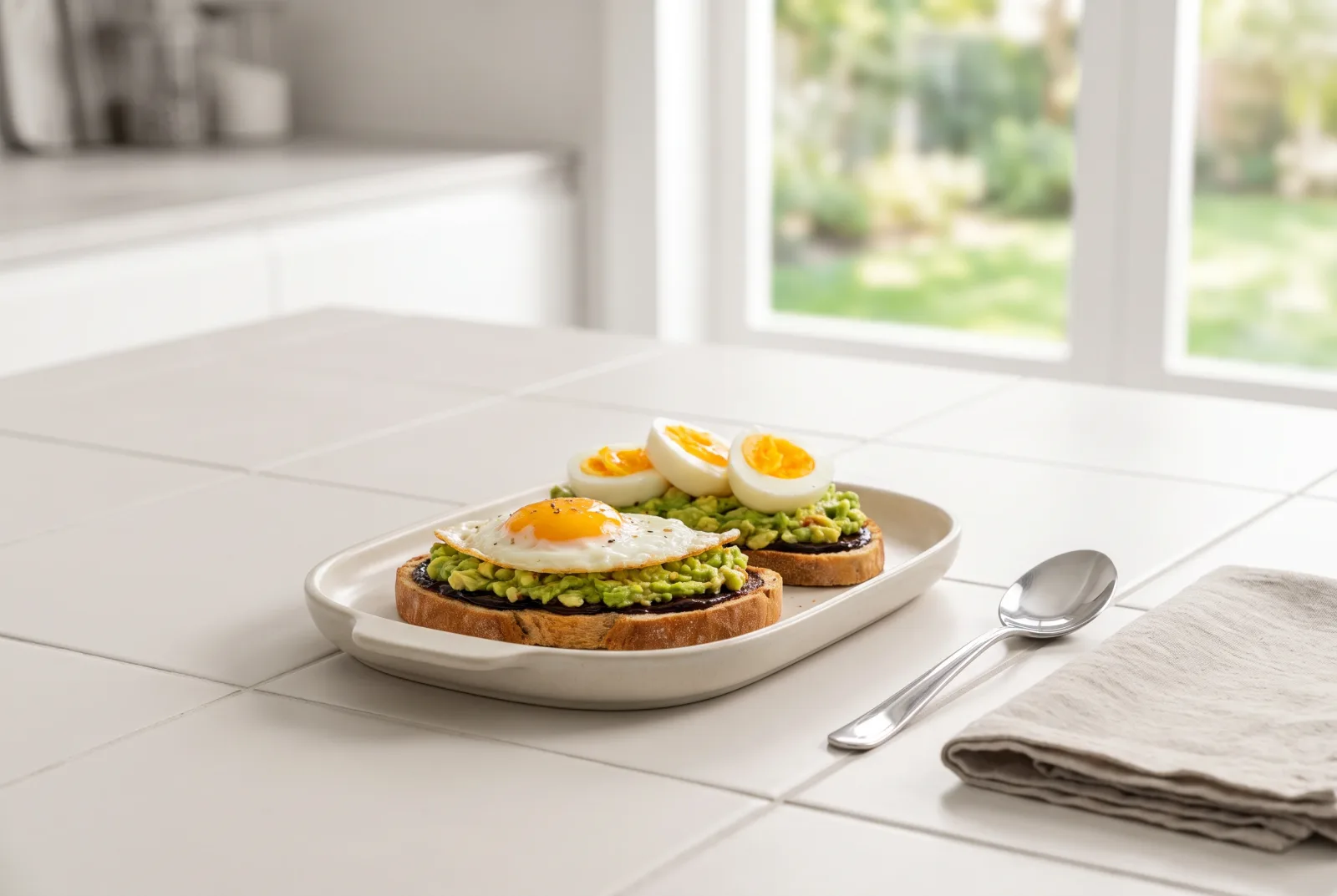 Australian Vegemite Breakfast Toast with Avocado and Boiled Egg