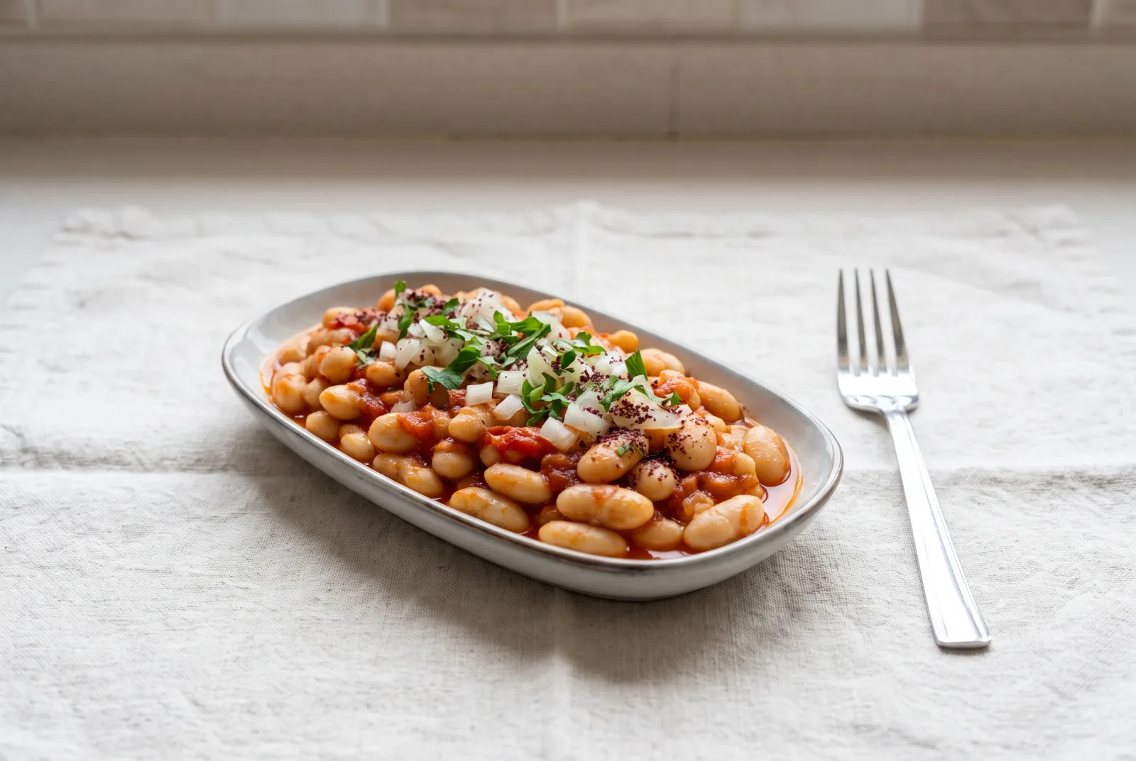 Düdüklü Kuru Fasulye Piyazı | Pressure-Cooked White Bean Salad with Onion and Vinegar