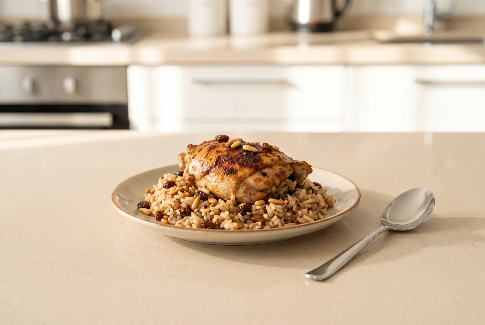 Roast Chicken Stuffed with Pilaf | Raisin and Cinnamon Rice