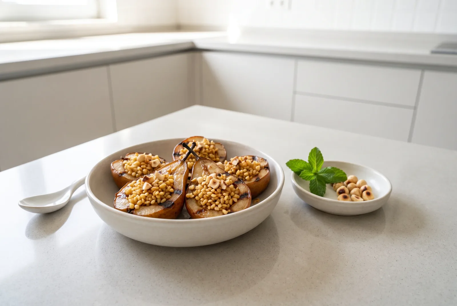 Grilled Pears | A Crispy Crumb Topping for Leftover Bulgur Pilaf