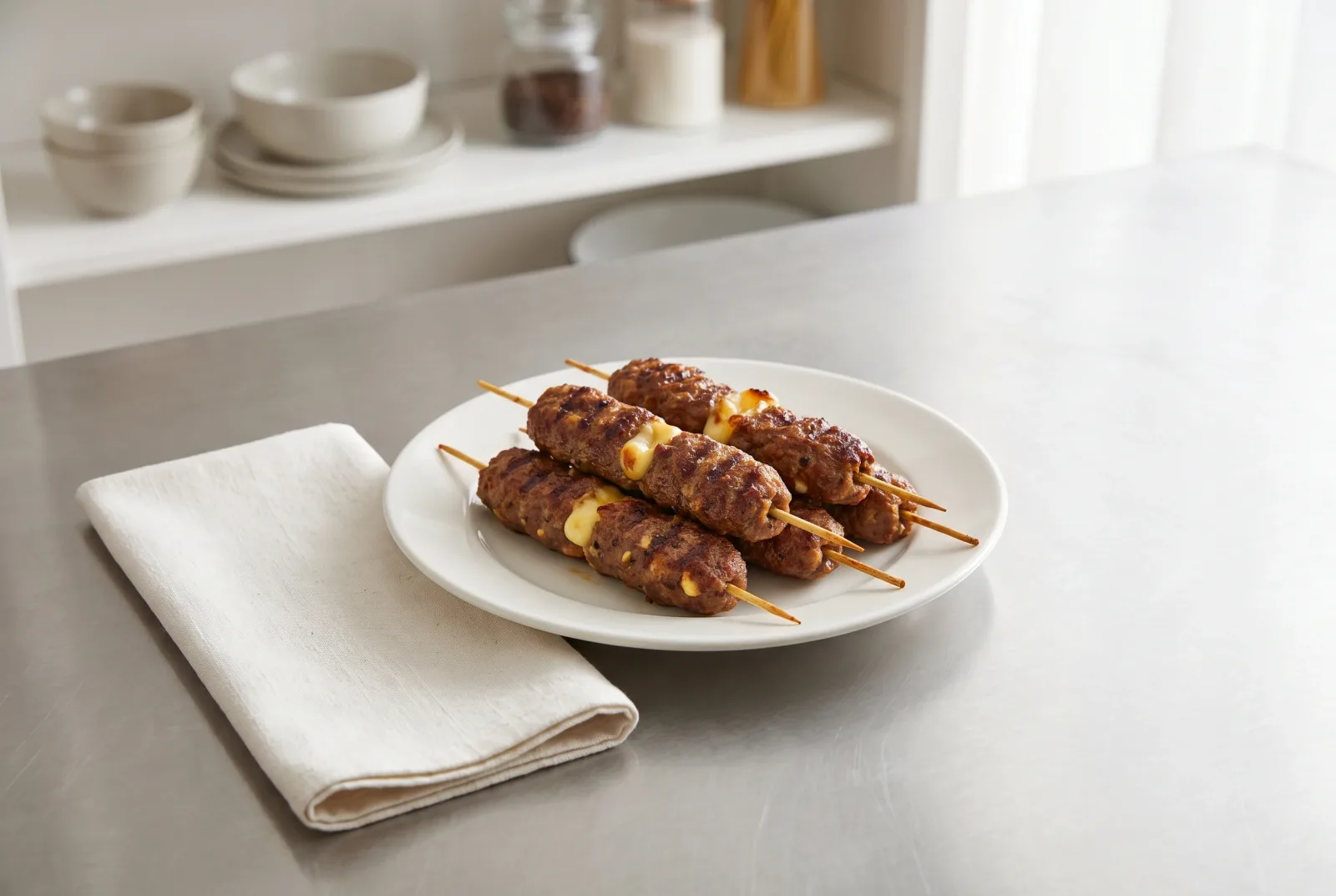 Kashar-Stuffed Meatball Skewers | Late-Night Snack