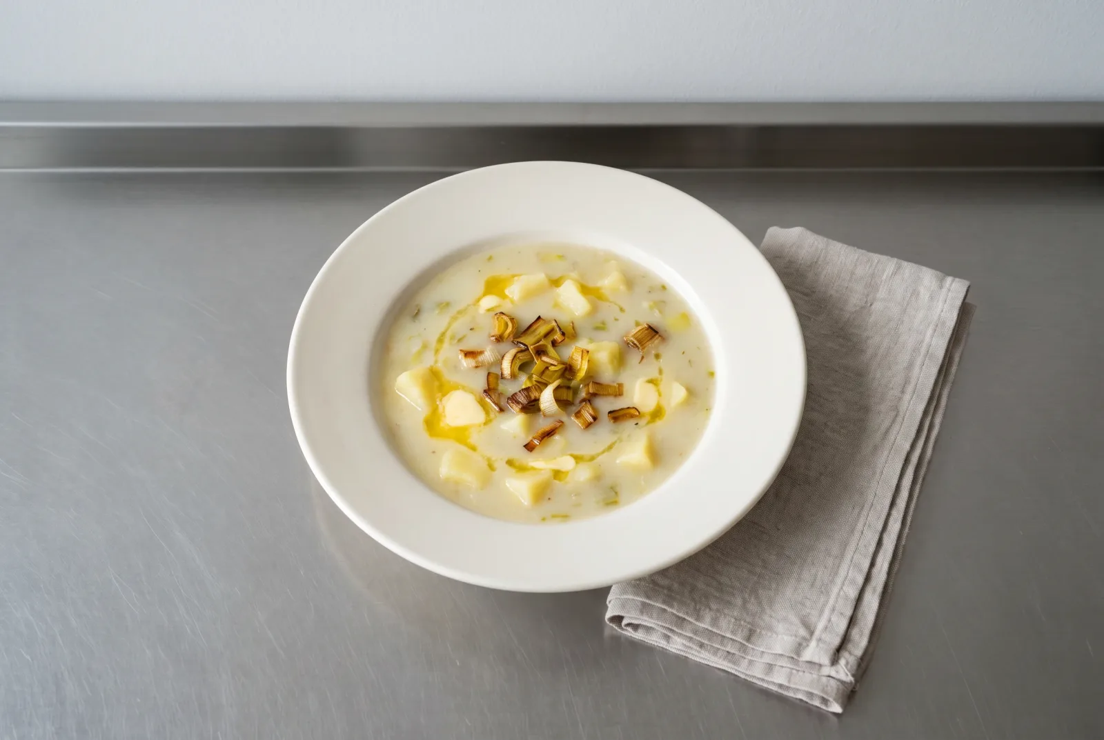 Chilled Leek and Potato Soup | French Vichyssoise with Air Fryer Croutons
