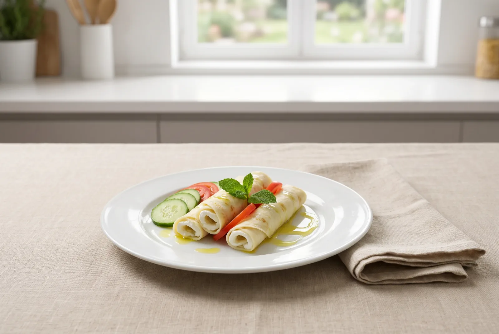 Saudi-Style Labneh Rolls | Cucumber Wraps with Minted Labneh Filling