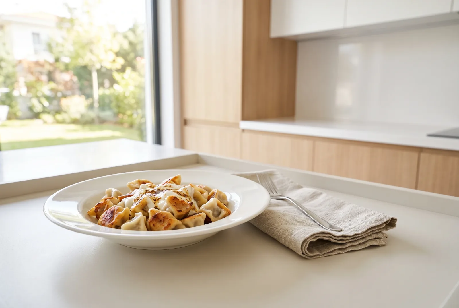 Pan-Browned Manti | Crisp-Bottom Dumplings with Yogurt