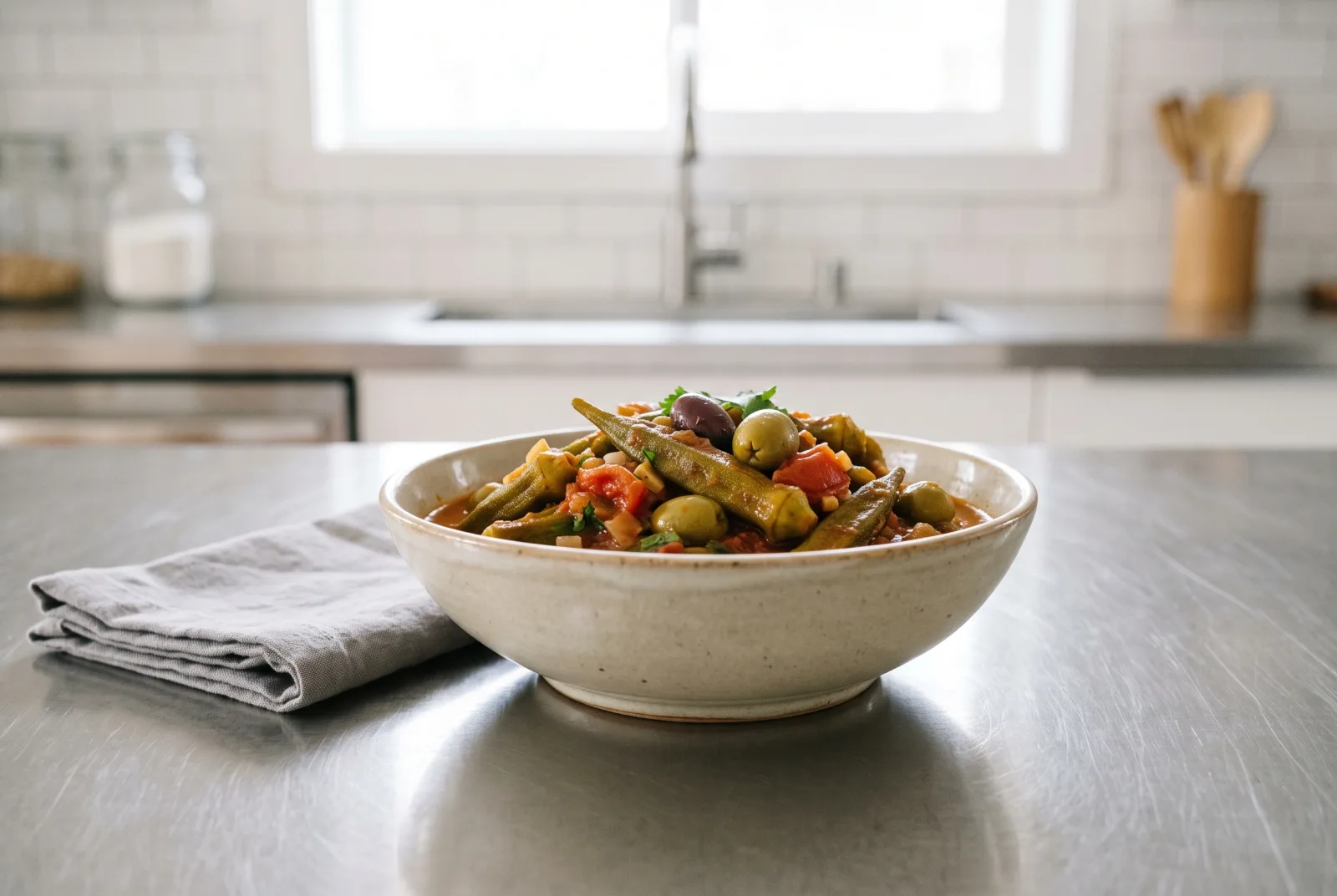 Jordanian Okra in Olive Oil | Spiced Tomato Recipe