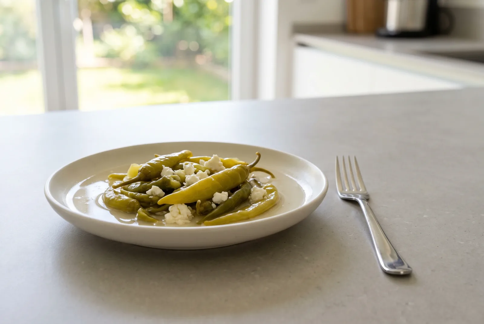 Pickled Green Peppers | Tangy Red Vinegar Pickles for Brunch