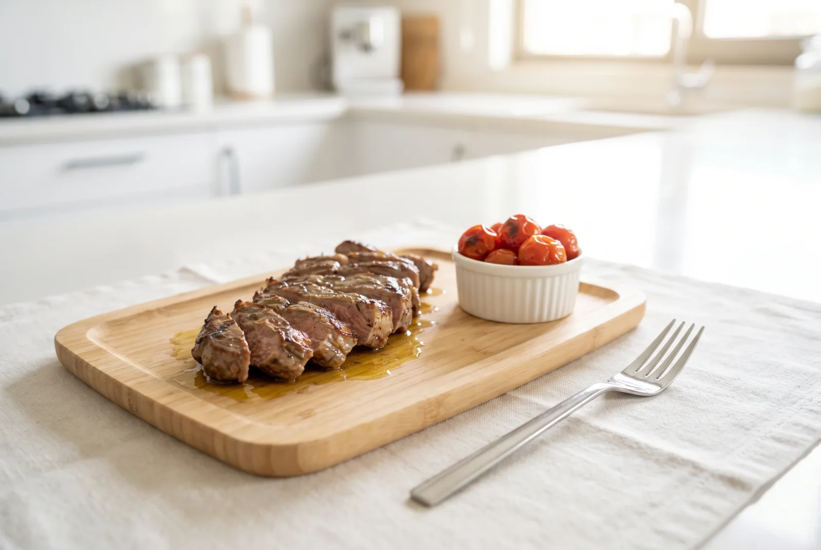 Grilled lamb fillet — A breakfast dish with olive oil