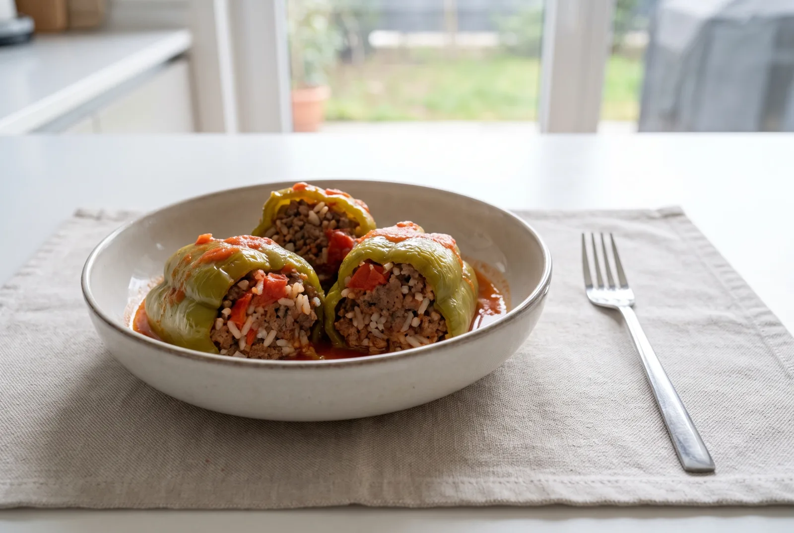 Punjene Paprike — Bosnian stuffed peppers with lamb and rice in tomato sauce