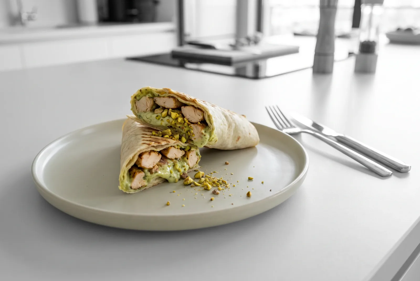Thai-style chicken wraps with peanut sauce and fresh herbs