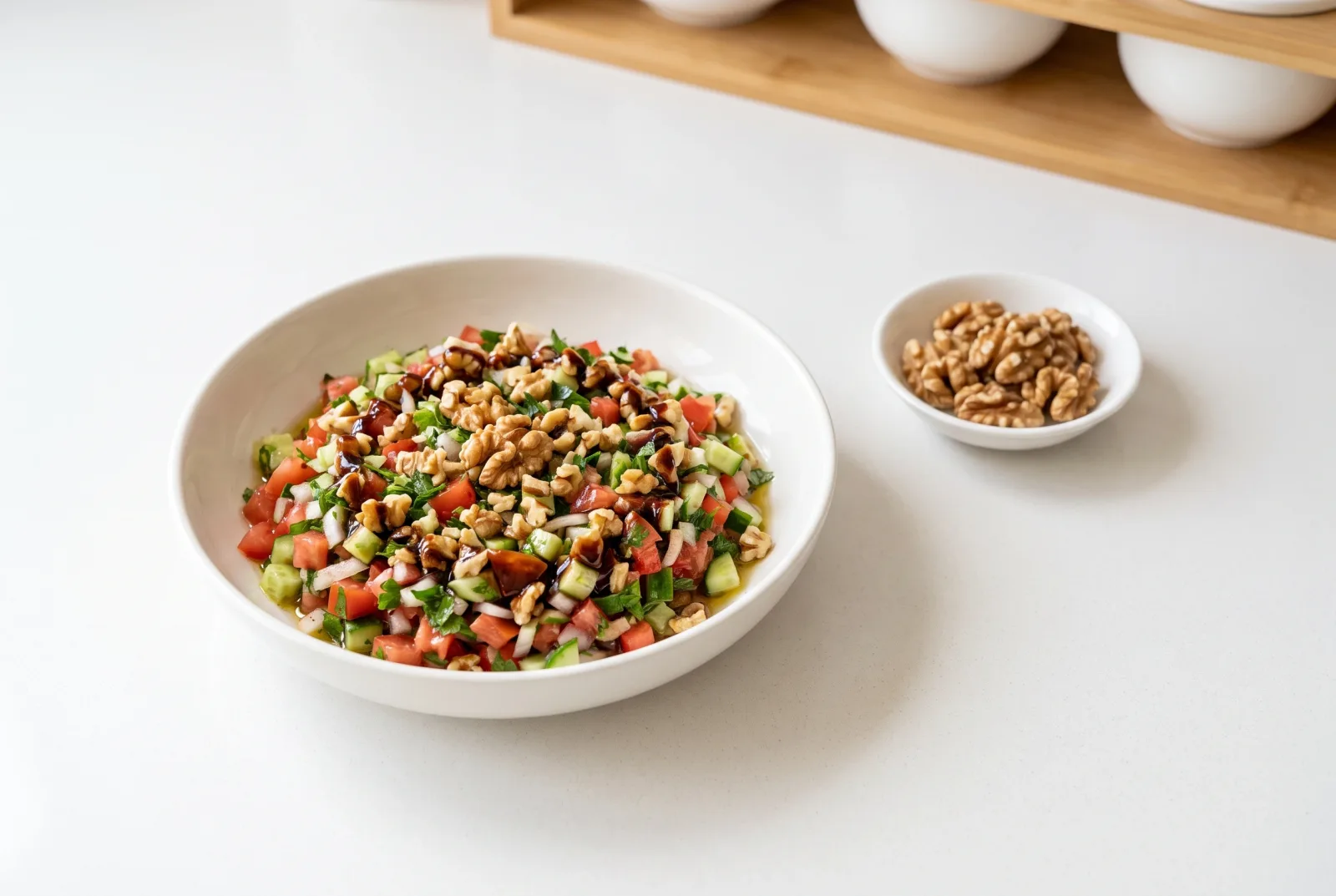Gavurdağı Salad (Antep-Style Tomato and Walnut Salad) with Pomegranate Molasses