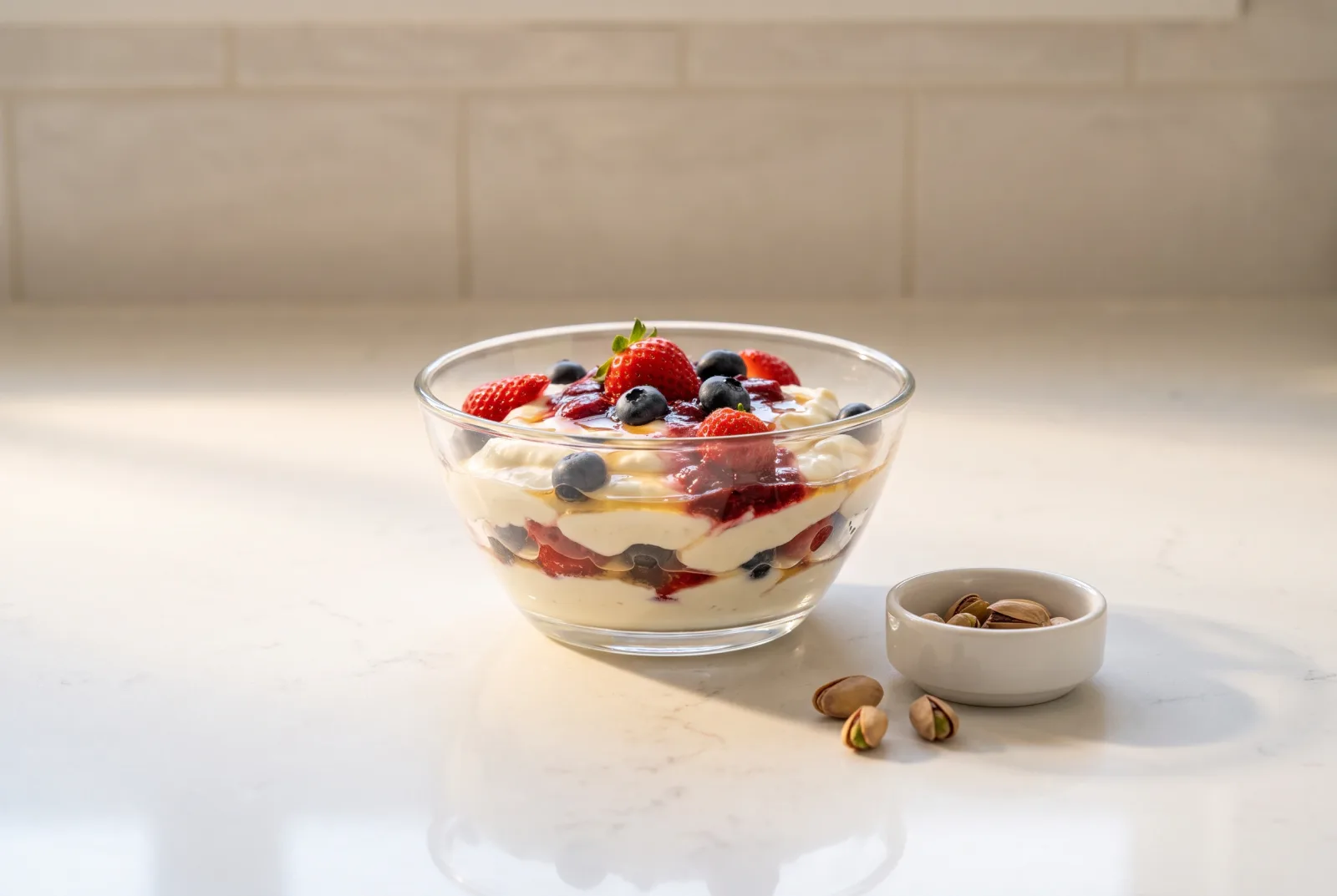 Lebanese ashta cream with fresh fruit — A rose-scented dessert without nuts