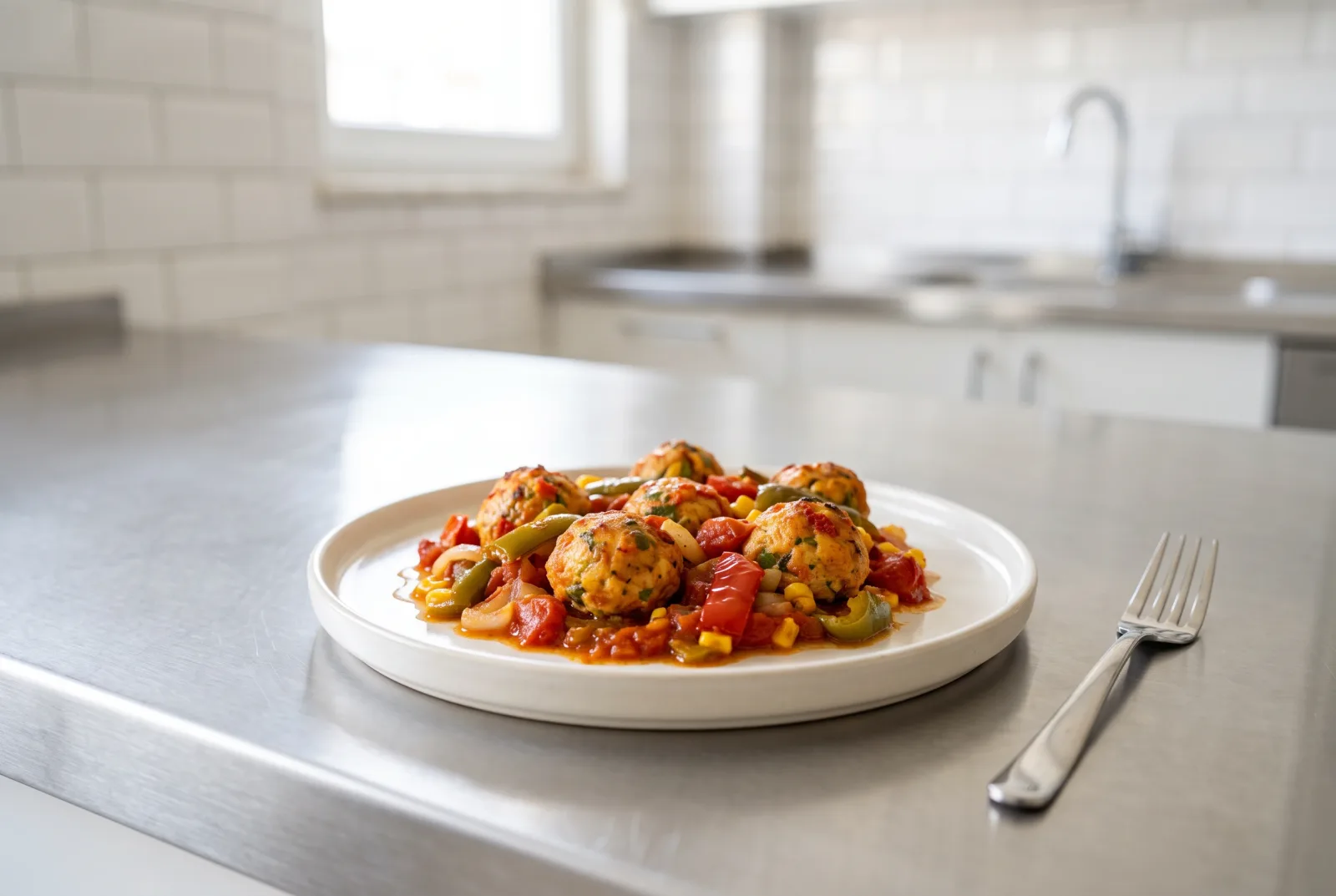 Mexican-Style Baked Chicken Meatballs | Tomato Chipotle Sauce