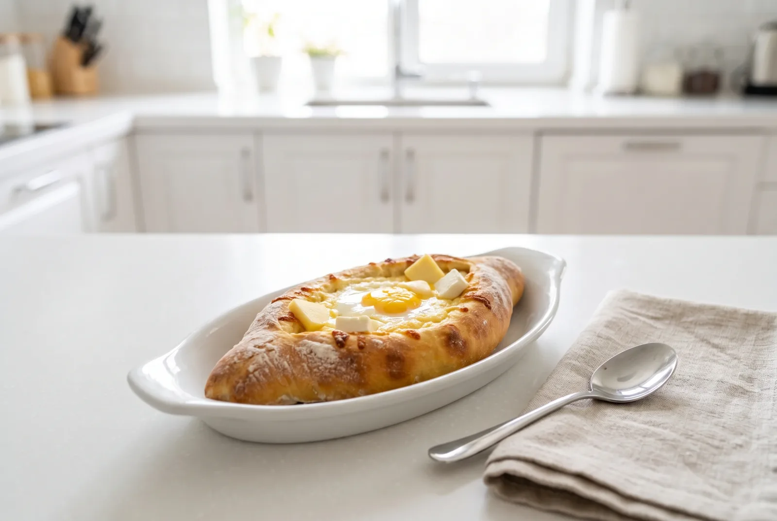 Acharuli Khachapuri | Georgian Cheese Boat Bread with Leftover Cheeses