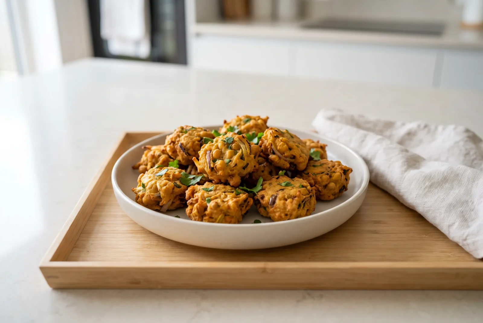 Spiced Chickpea Pakora in the Air Fryer | Served with Cilantro Yogurt Sauce