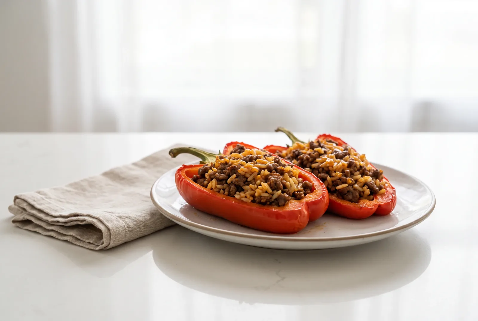 Air-fryer stuffed peppers — Ukrainian-style beef and rice filling