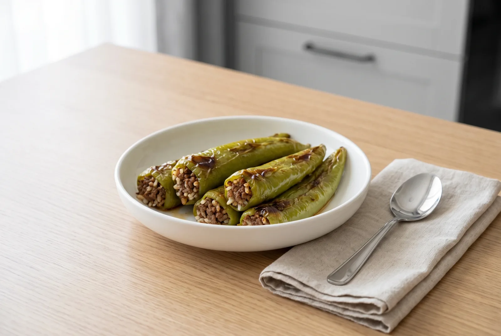 Air-Fryer Meat-Stuffed Long Green Peppers | Quick Turkish Tomato Paste Version