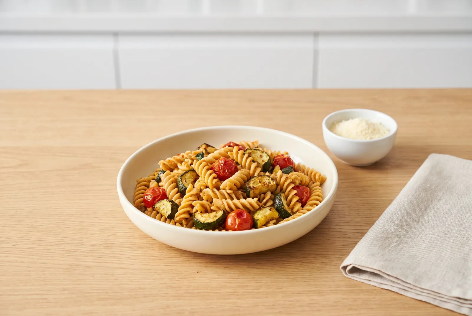 Air-Fryer Whole-Wheat Pasta Bake with Zucchini | A Portable Evening Snack