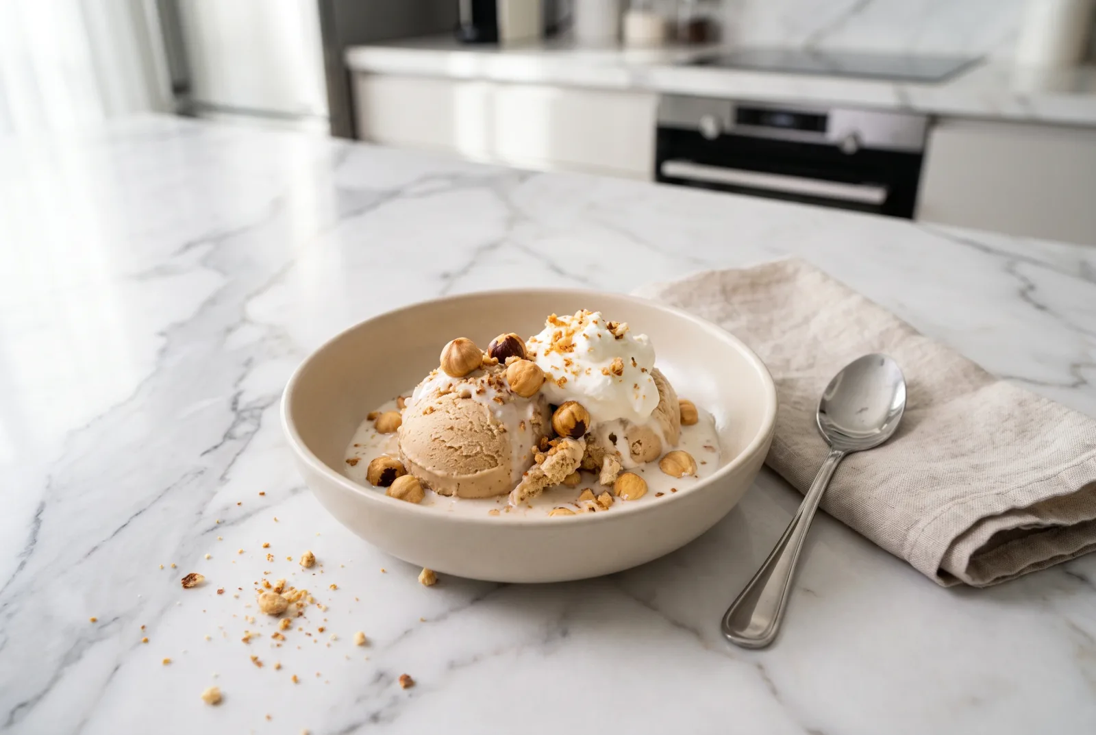 Air Fryer-Roasted Hazelnut Ice Cream | No-Churn Frozen Dessert