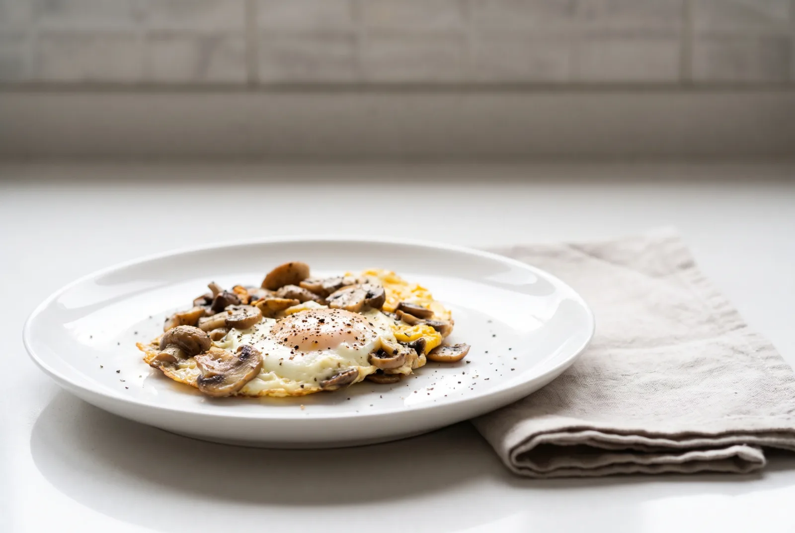 Mushroom and Egg Skillet in an Air Fryer | Low-Oil One-Dish Cooking