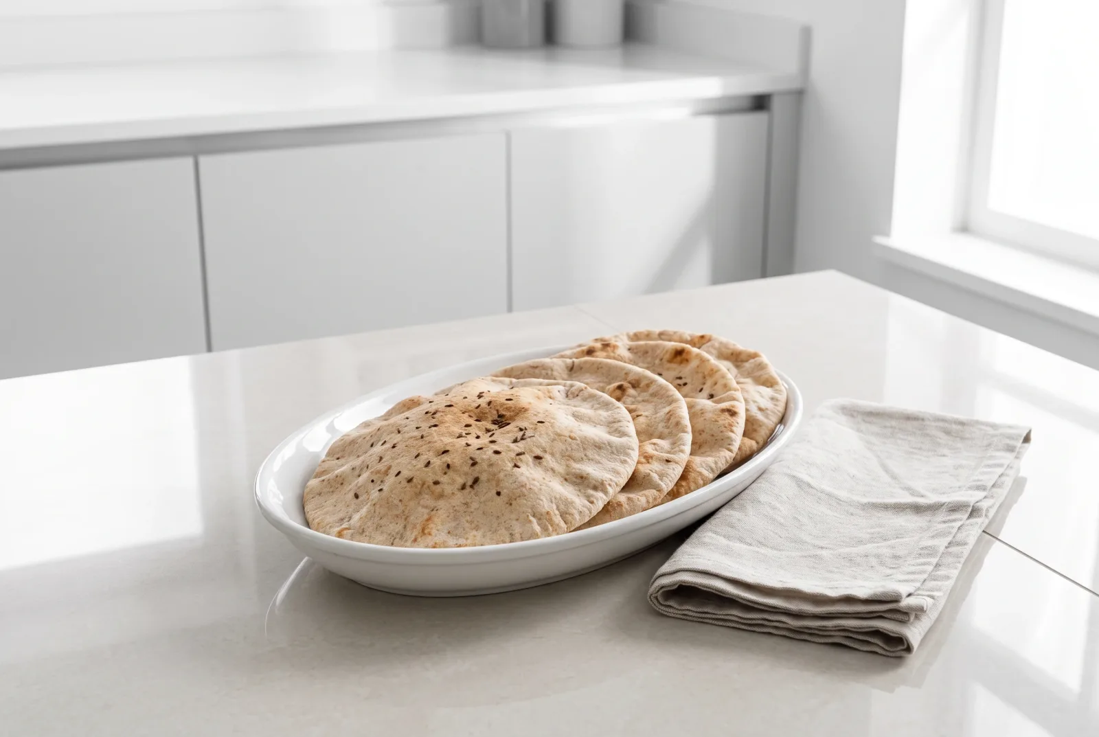Aish Baladi | Egyptian Whole-Wheat Pocket Bread with Cumin Seeds